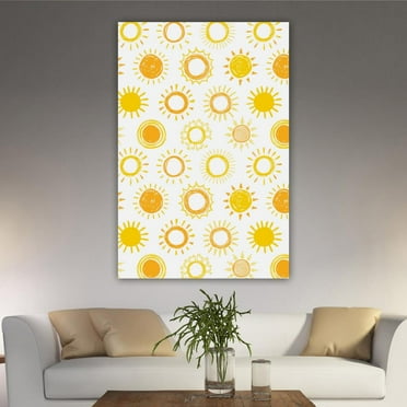 OWNSERIES Home Decor Hand Drawn Sun Pattern Pattern Canvas Wall Art Paintings for Living Room - Canvas Framed Print Wall Artworks Ship From US Warehouse