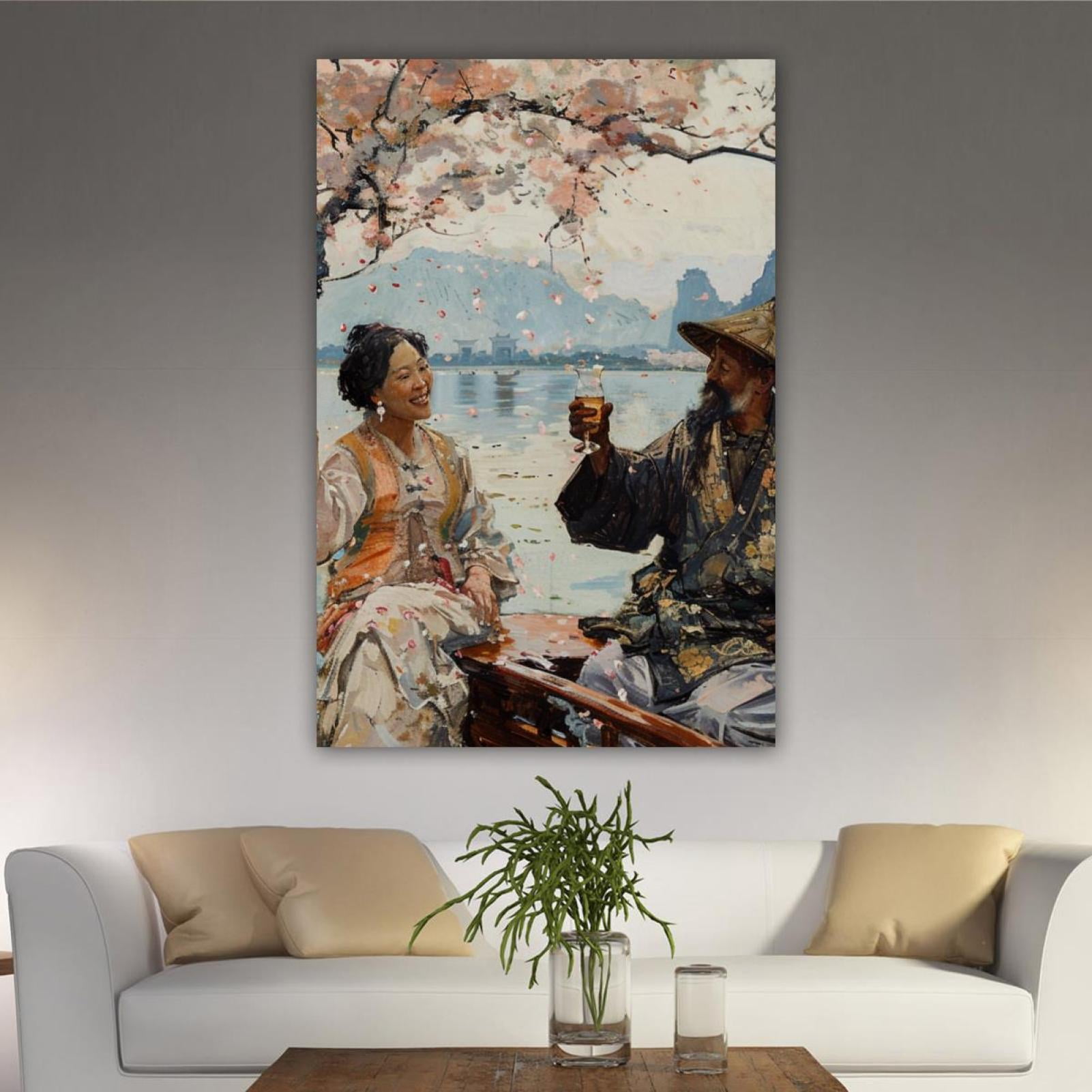OWNSERIES Home Decor Jiangnan Scenery Pattern Canvas Wall Art Paintings ...