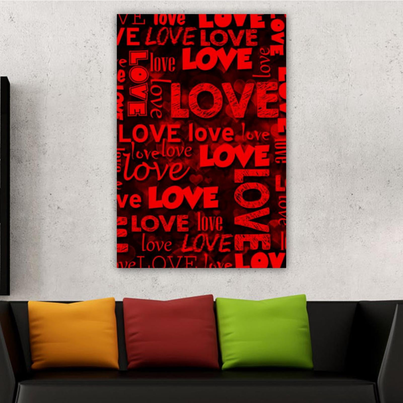 OWNSERIES Home Decor Letter Love Vintage Pattern Canvas Wall Art ...