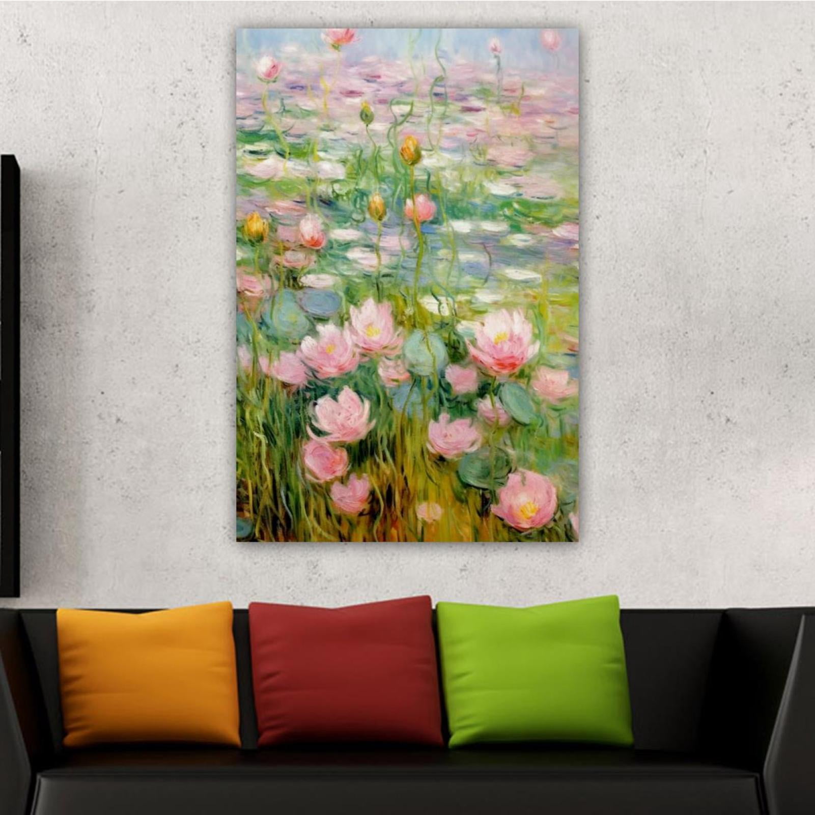 OWNSERIES Home Decor Lotus Dream Pattern Canvas Wall Art Paintings for ...