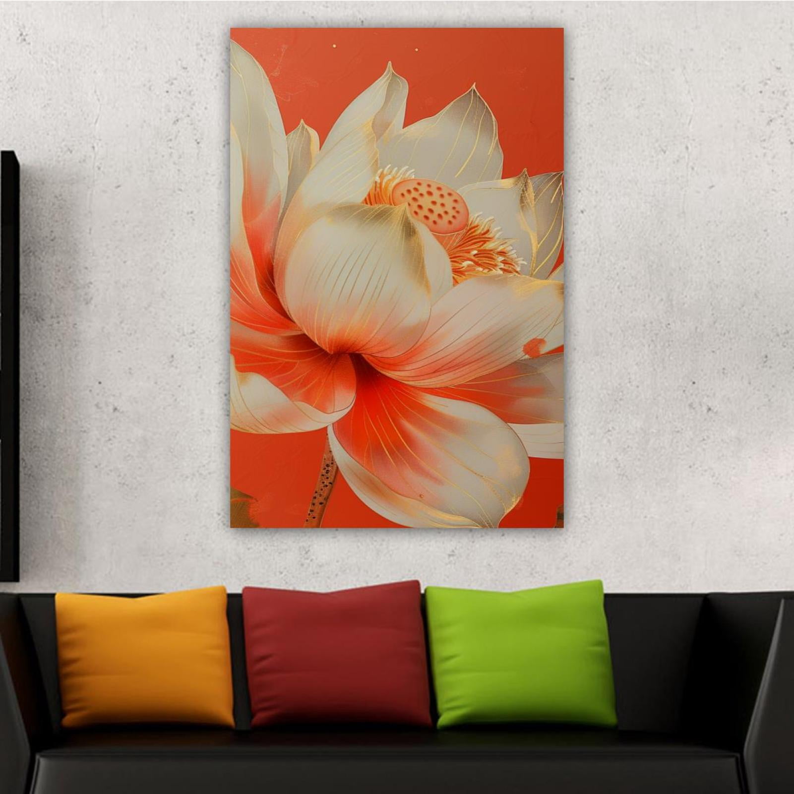 OWNSERIES Home Decor Lotus in the Water Pattern Canvas Wall Art ...