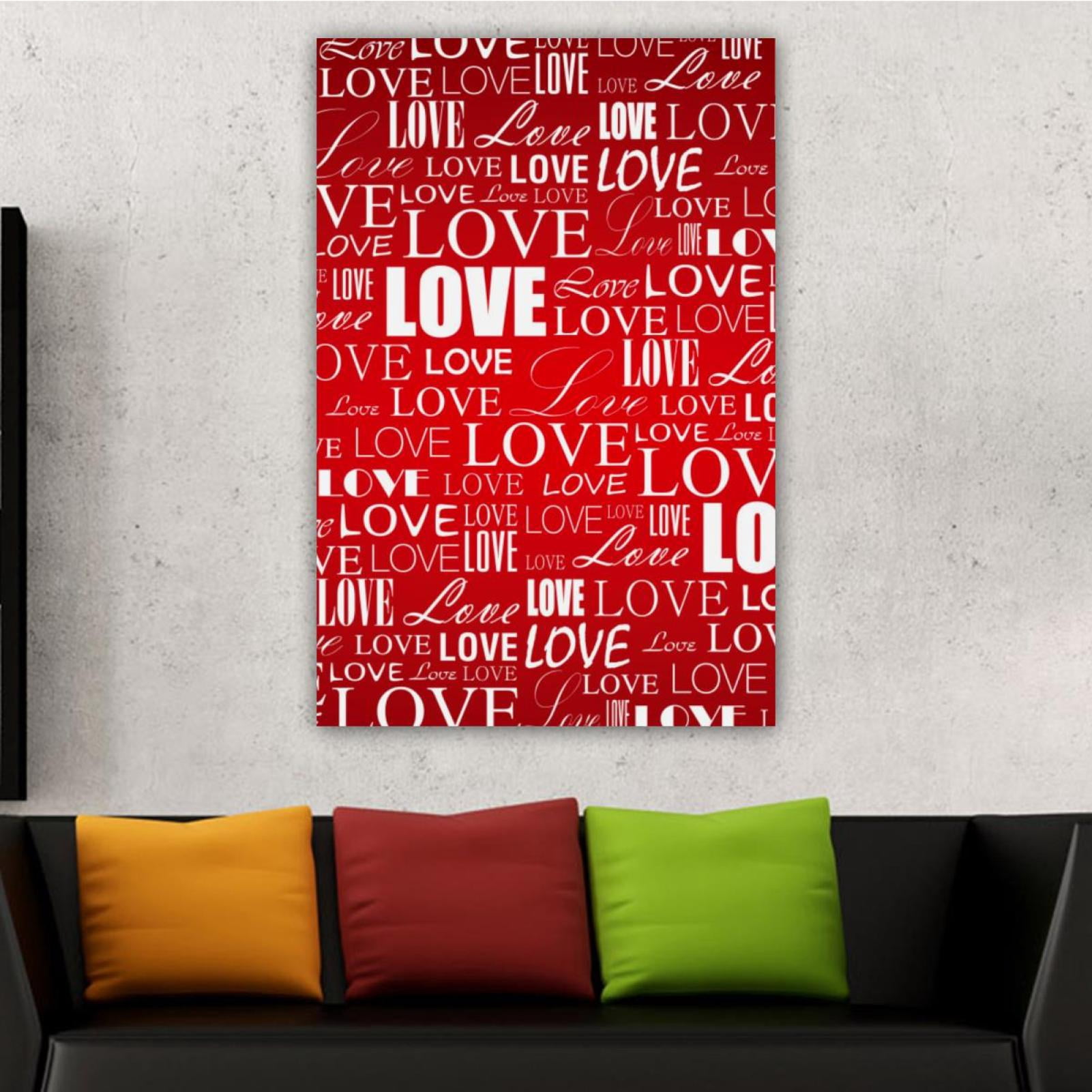 OWNSERIES Home Decor Love Red Pattern Letter (2) Pattern Canvas Wall ...