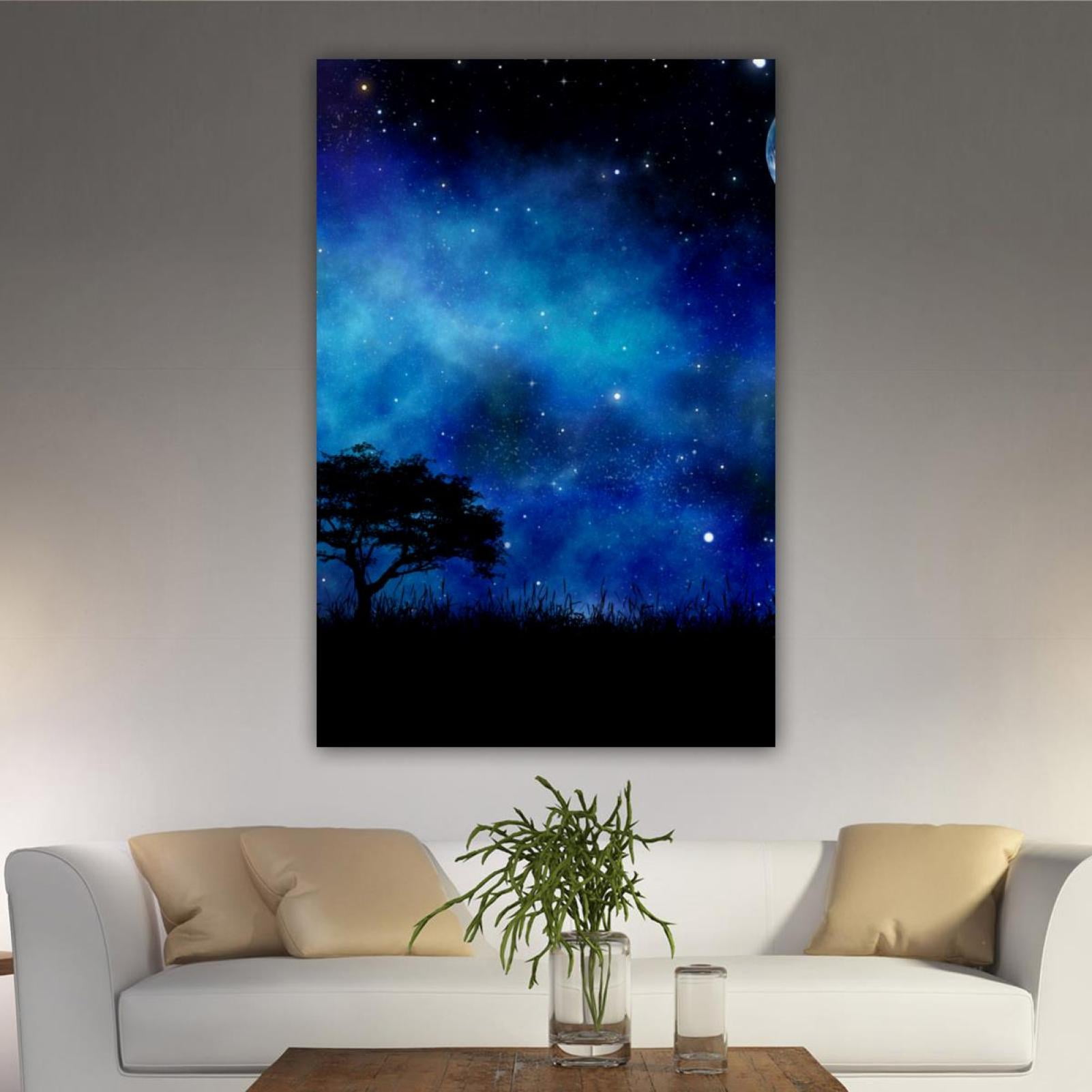 OWNSERIES Home Decor Night Landscape Space Sky Pattern Canvas Wall Art ...