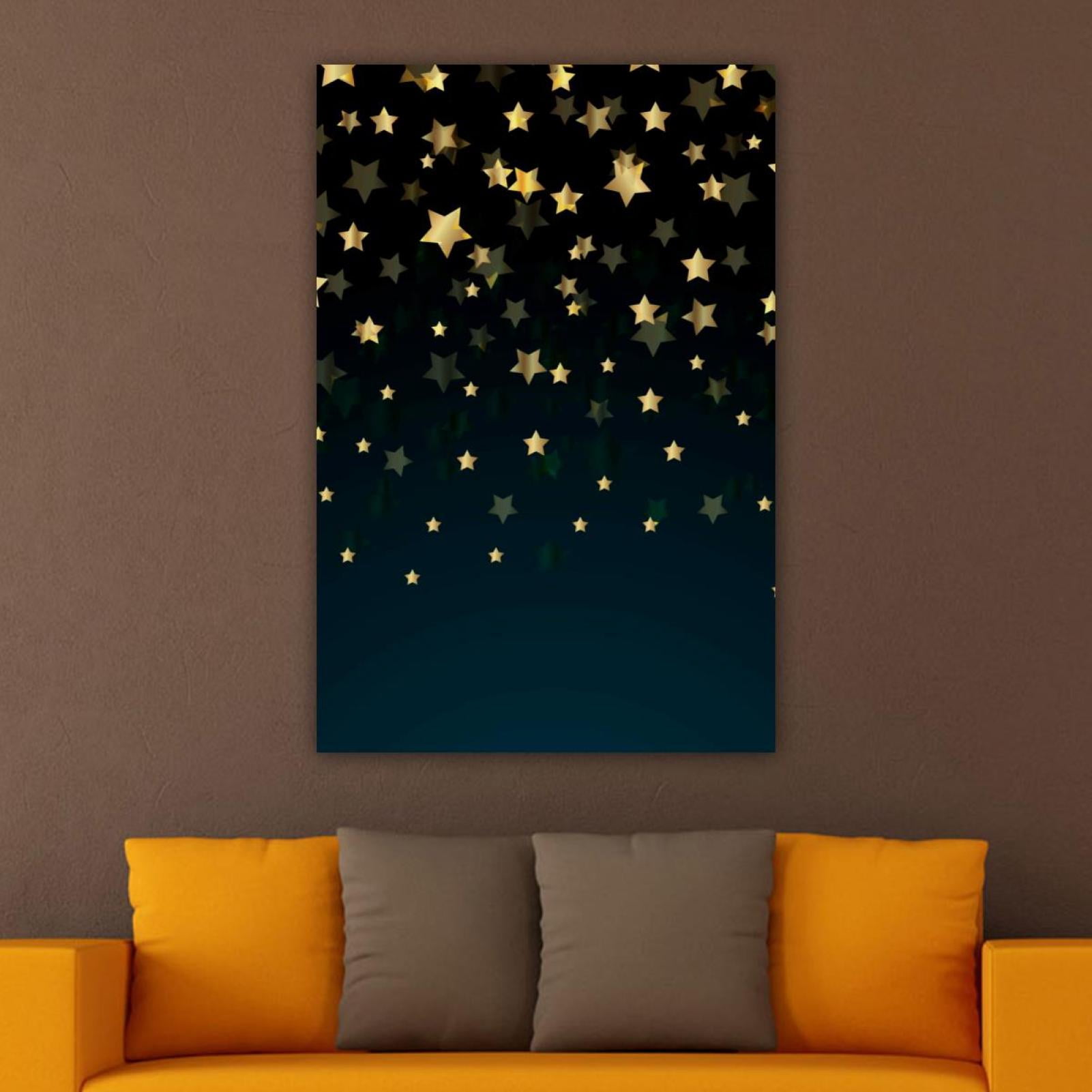 OWNSERIES Home Decor Night Sky Golden Stars Pattern Canvas Wall Art ...