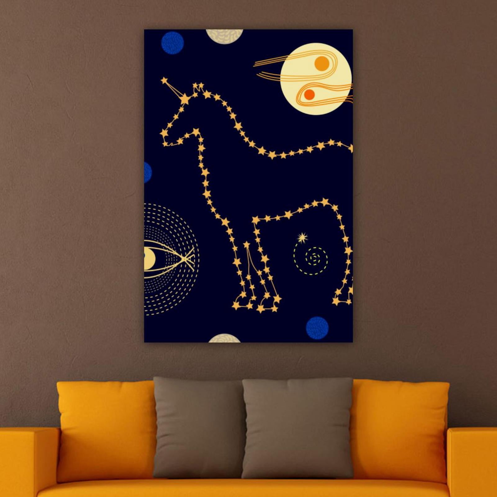 OWNSERIES Home Decor Night Sky Unicorn Pattern Canvas Wall Art ...