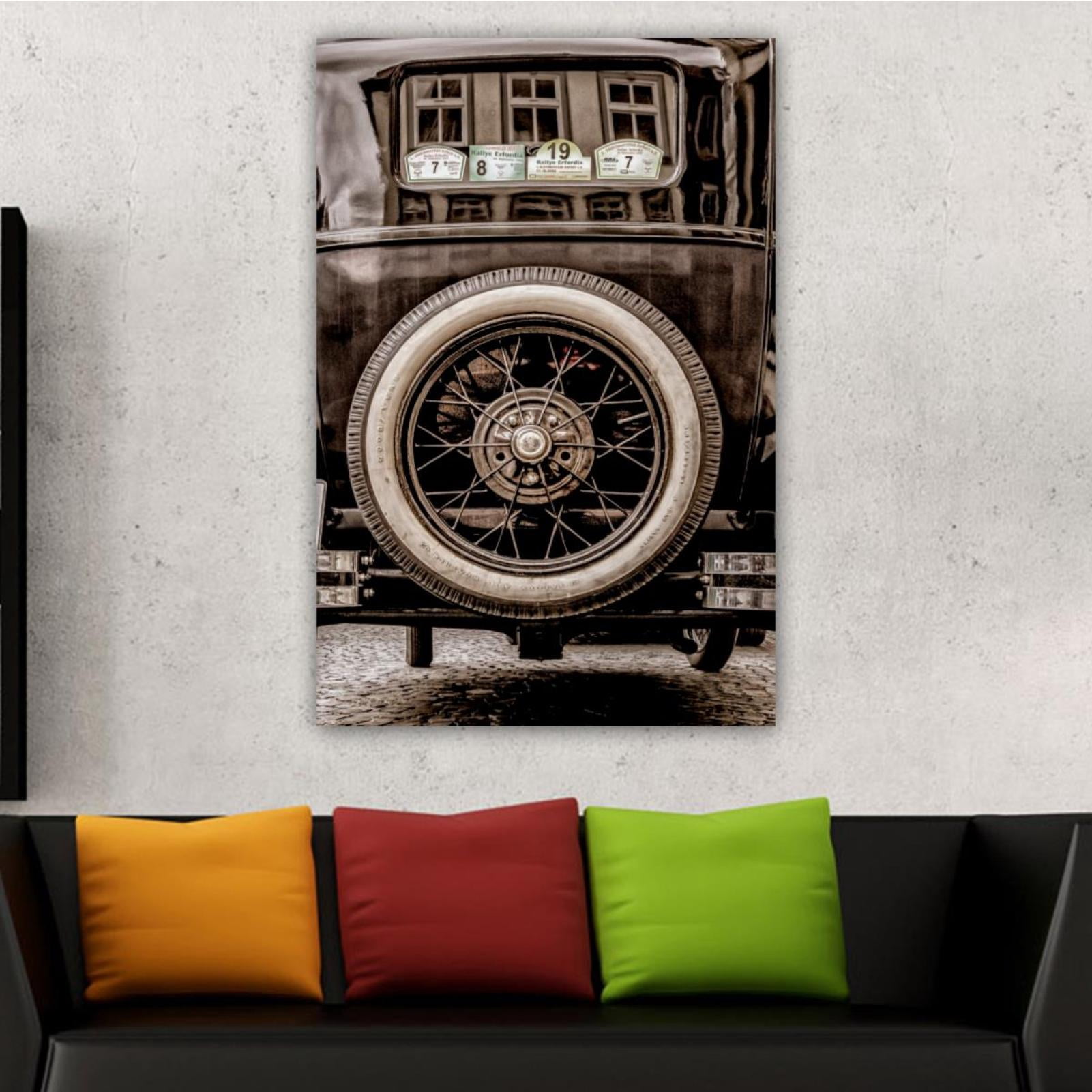OWNSERIES Home Decor Old Car Vehicle Retro Pattern Canvas Wall Art ...
