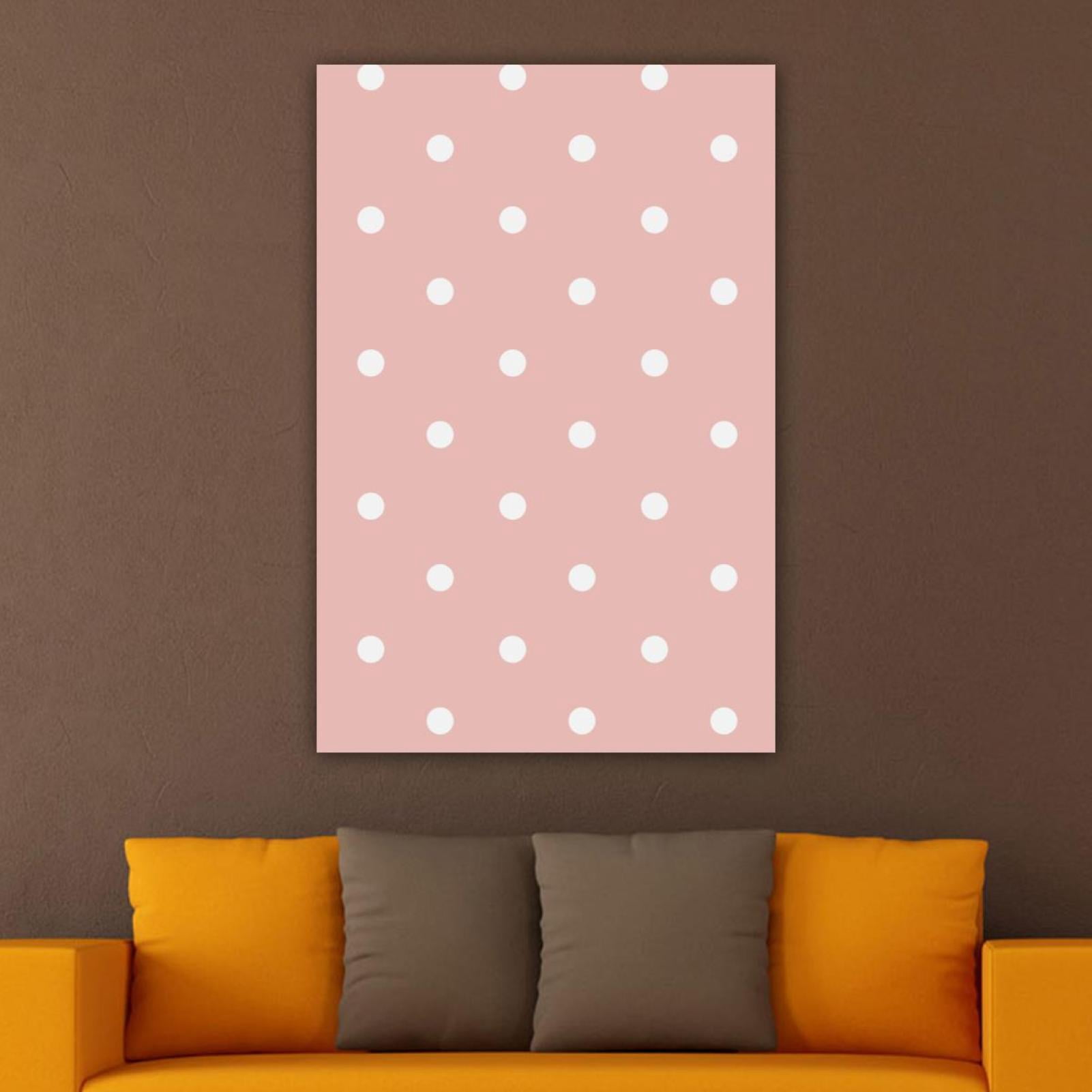 OWNSERIES Home Decor Pastel Pink White Polka Dot Pattern Canvas Wall ...