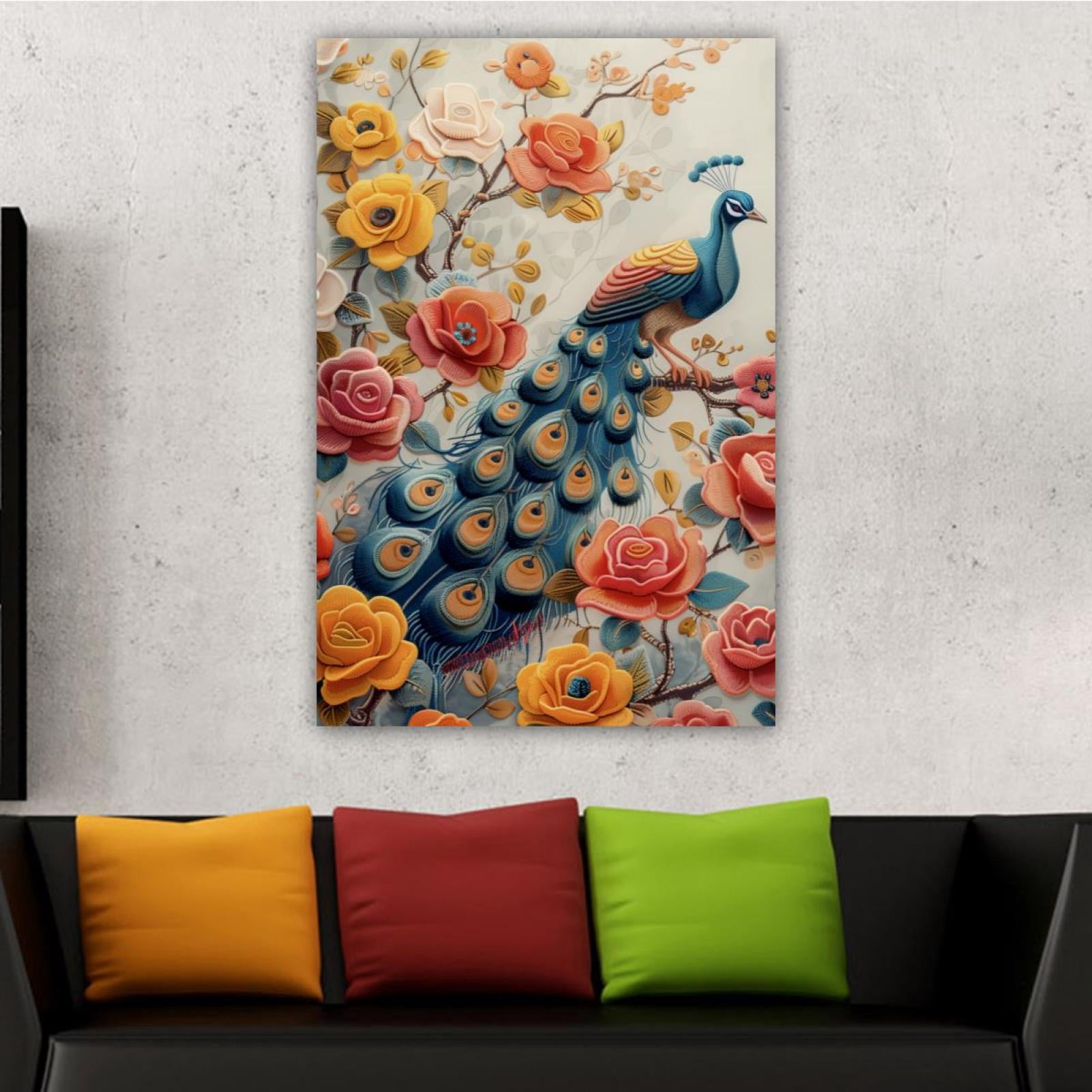 OWNSERIES Home Decor Peacock Dreamweaver Pattern Canvas Wall Art ...