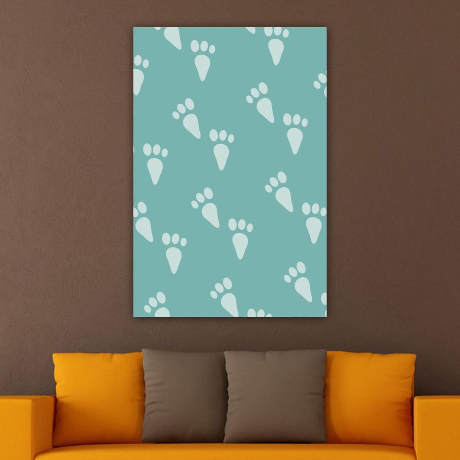 OWNSERIES Home Decor Rabbit Footprints Bunny Pattern Canvas Wall Art ...