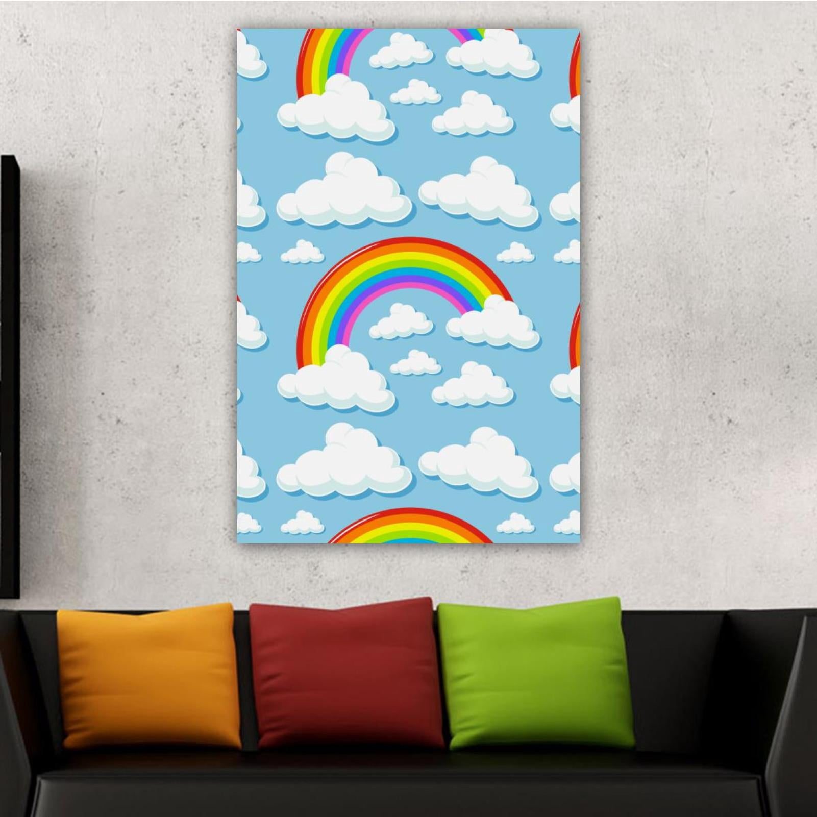 OWNSERIES Home Decor Rainbow Clouds Pattern Canvas Wall Art Paintings ...