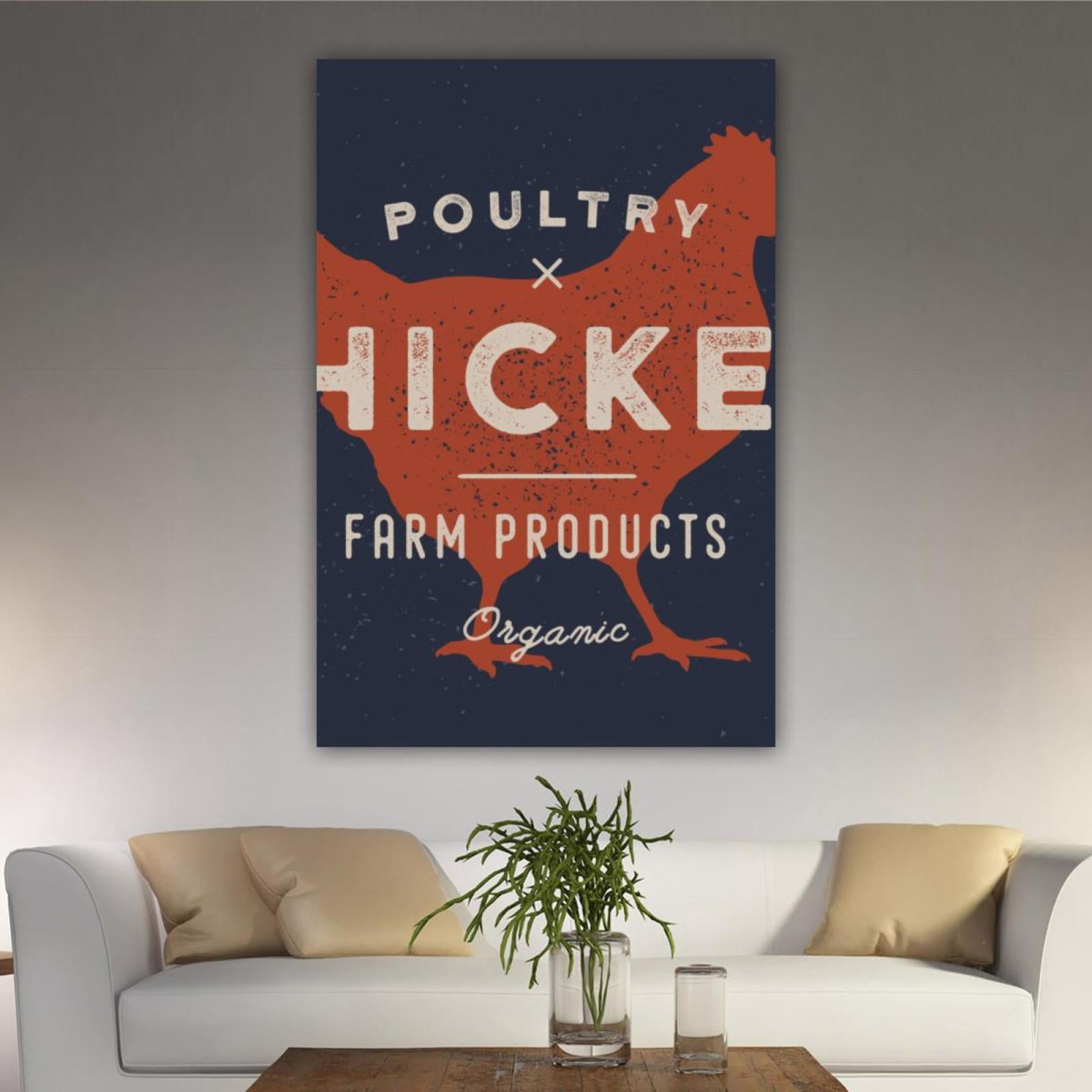 OWNSERIES Home Decor Retro Chicken Pattern Pattern Canvas Wall Art ...