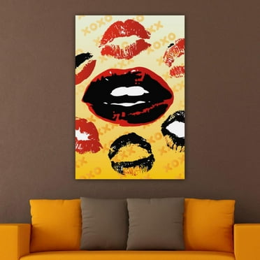 OWNSERIES Home Decor Sexy Lip Pattern Canvas Wall Art Paintings for Living Room - Canvas Framed Print Wall Artworks Ship From US Warehouse