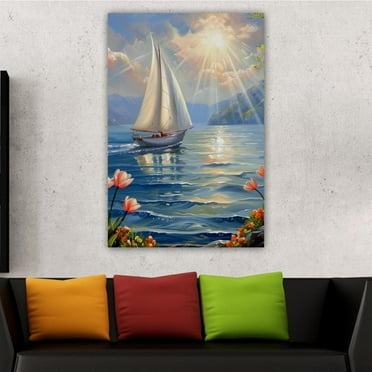 OWNSERIES Home Decor Smooth Sailing Pattern Canvas Wall Art Paintings for Living Room - Canvas Framed Print Wall Artworks Ship From US Local Warehouse