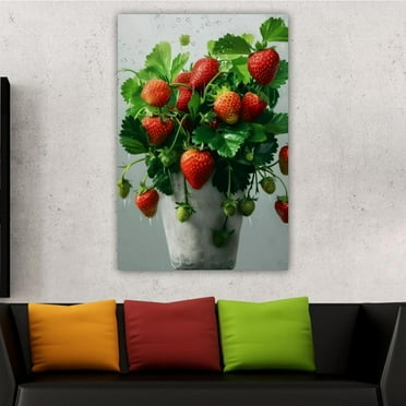 OWNSERIES Home Decor Strawberry Fruit Pattern Canvas Wall Art Paintings for Living Room - Canvas Framed Print Wall Artworks Ship From US Local Warehouse