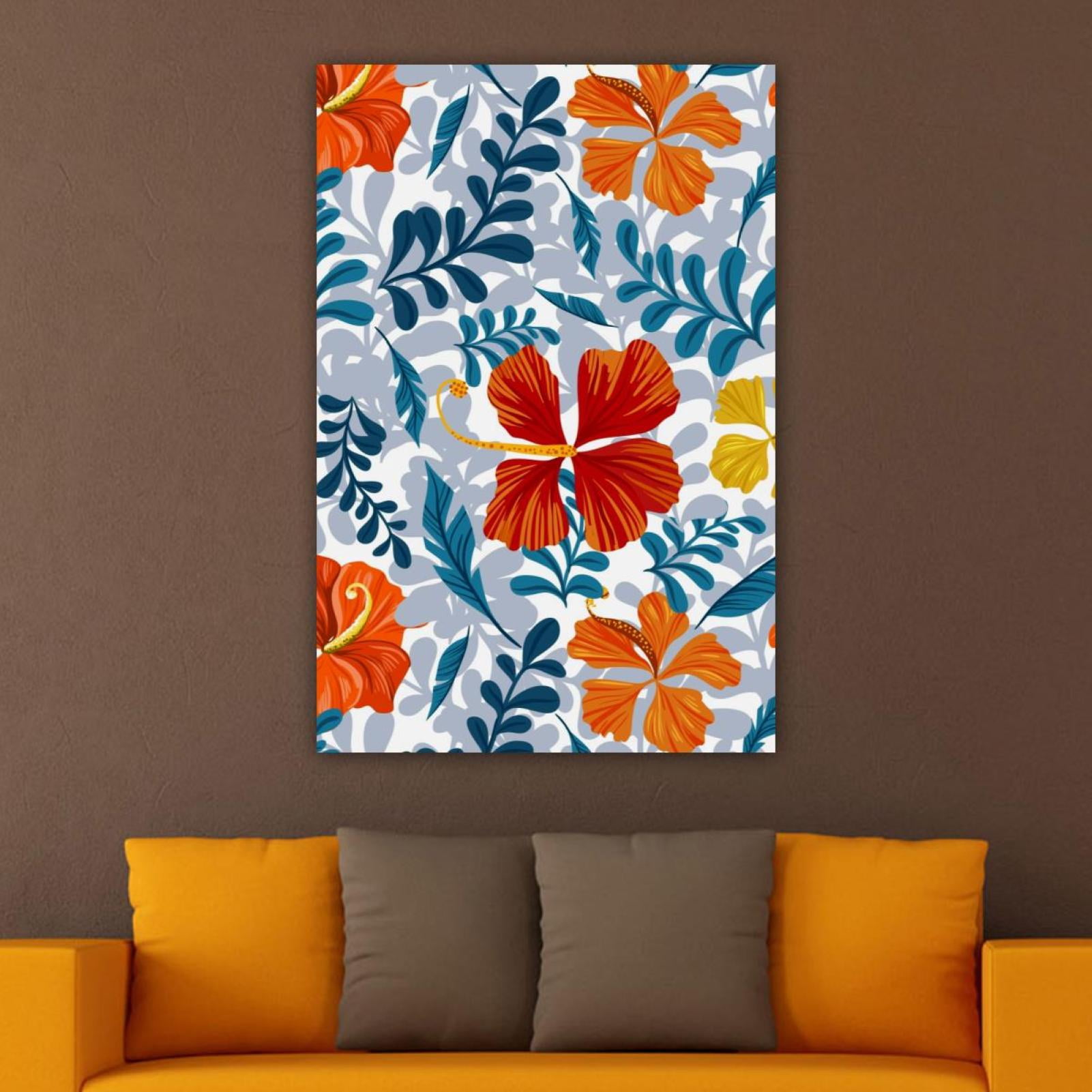 OWNSERIES Home Decor Summer Floral Flower Pattern Canvas Wall Art ...