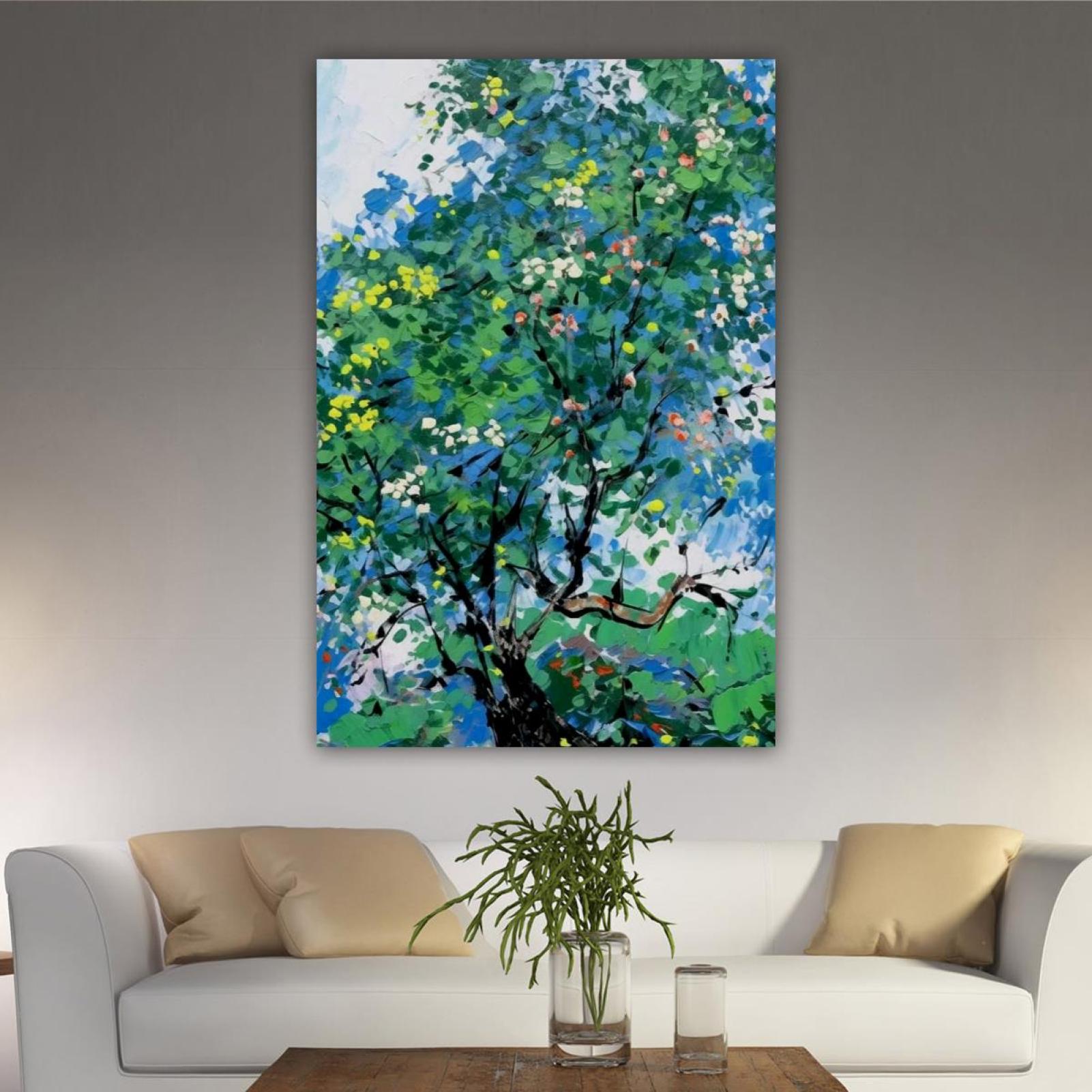OWNSERIES Home Decor Trees Oil Painting Pattern Canvas Wall Art ...