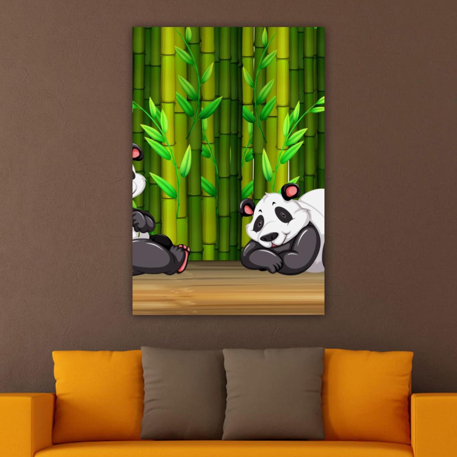 OWNSERIES Home Decor Two Panda in Bamboo Forest Pattern Canvas Wall Art ...