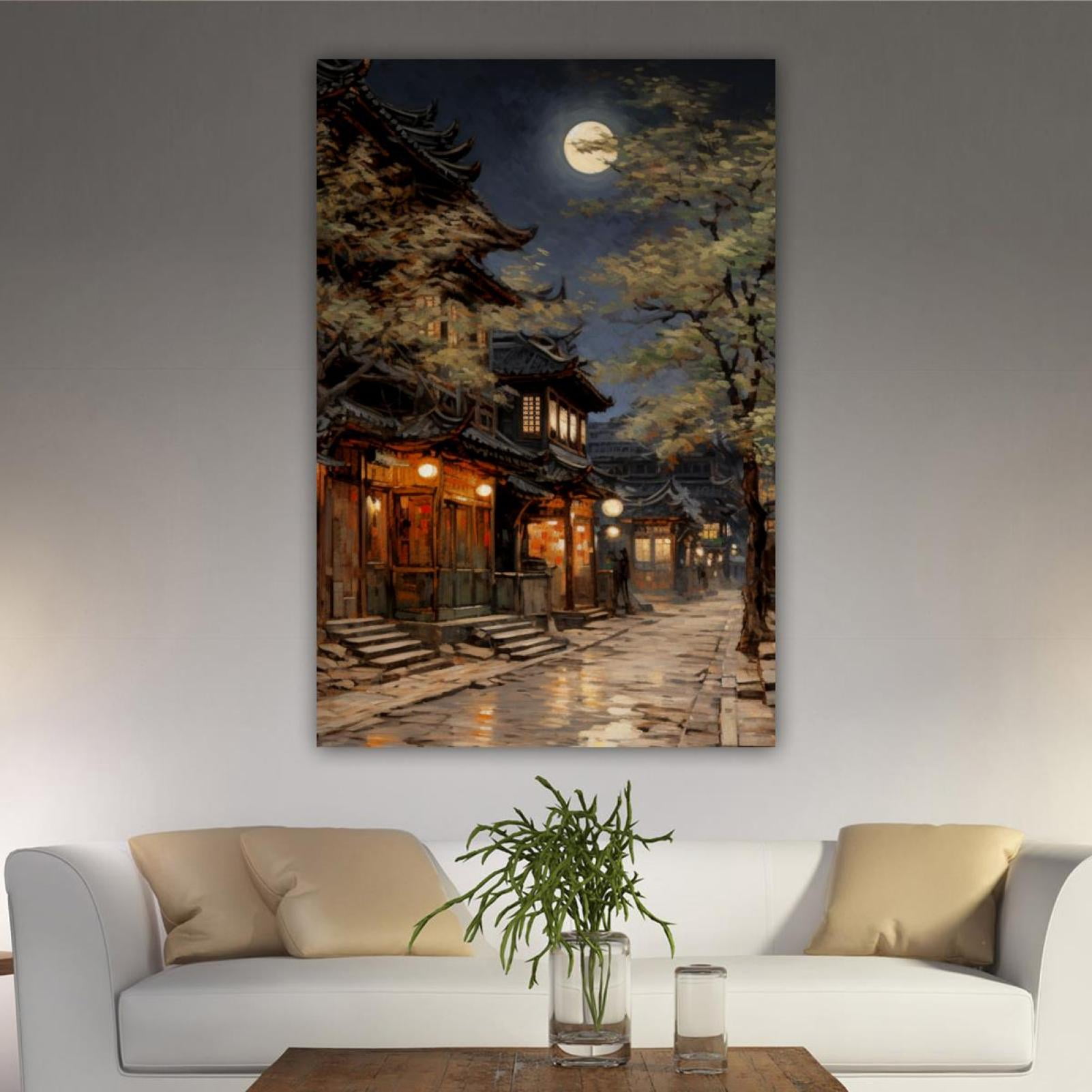 OWNSERIES Home Decor Village Ancient Street Pattern Canvas Wall Art ...