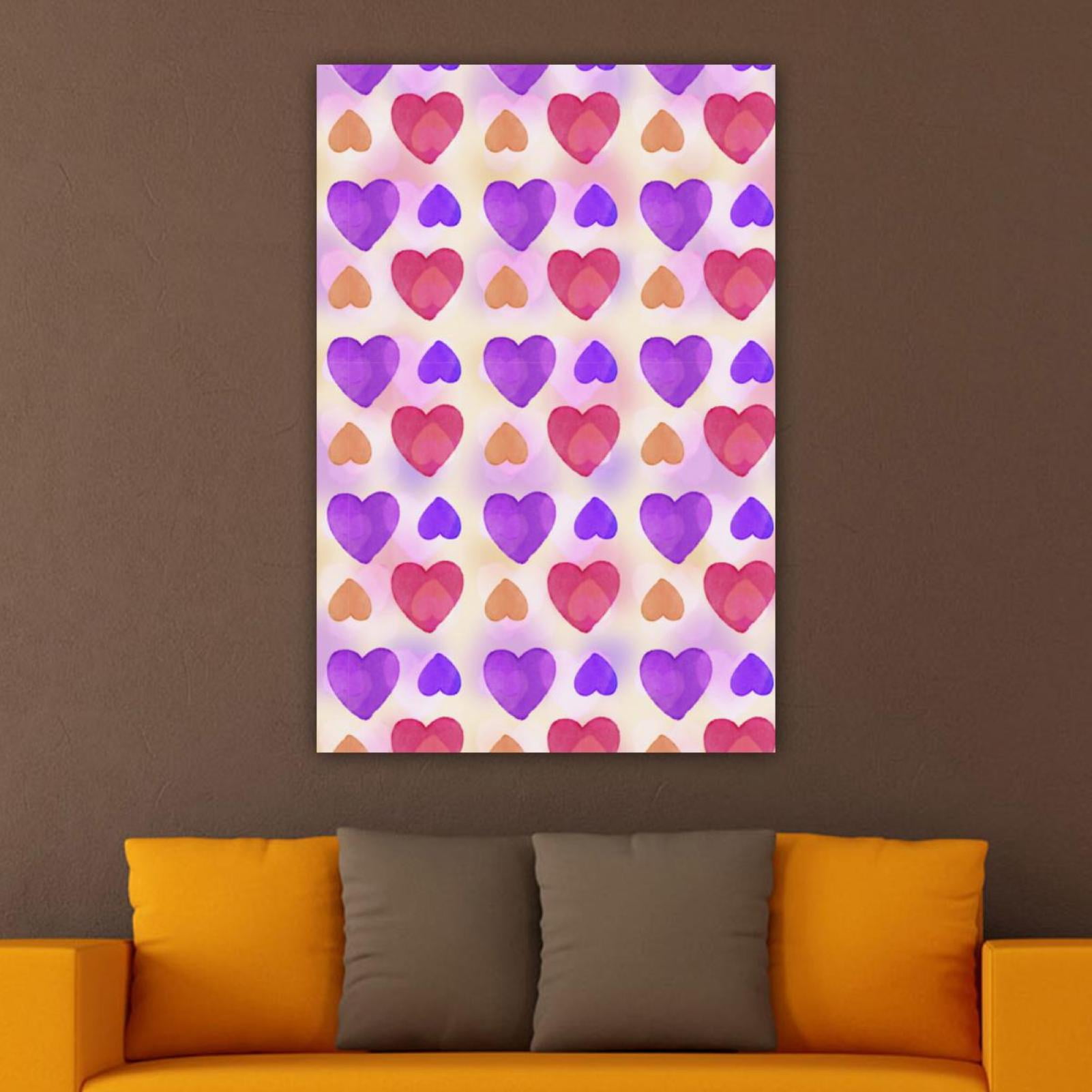 OWNSERIES Home Decor Watercolor Purple Pink Love Hearts Pattern Pattern ...