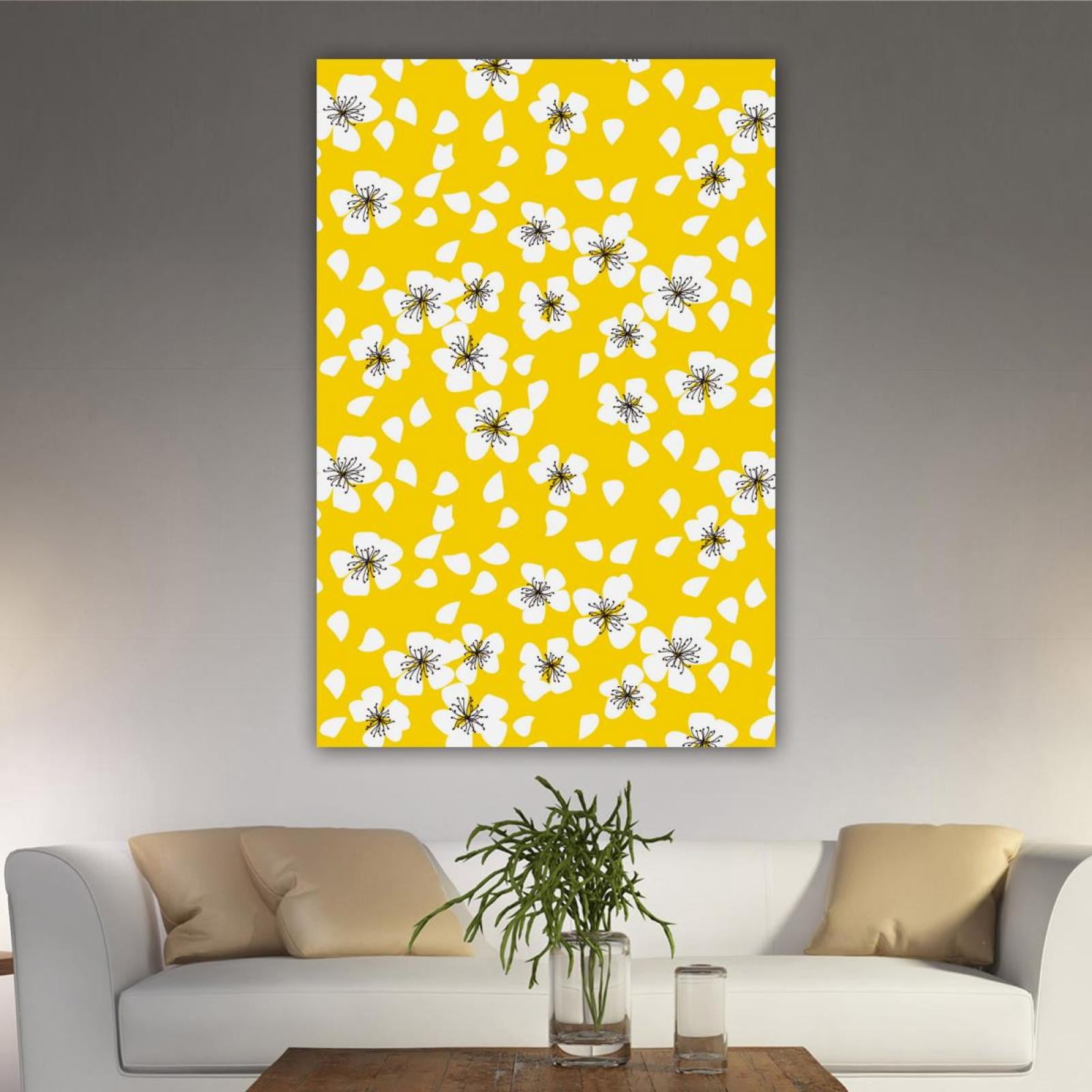 OWNSERIES Home Decor White Flower Pattern Canvas Wall Art Paintings for ...