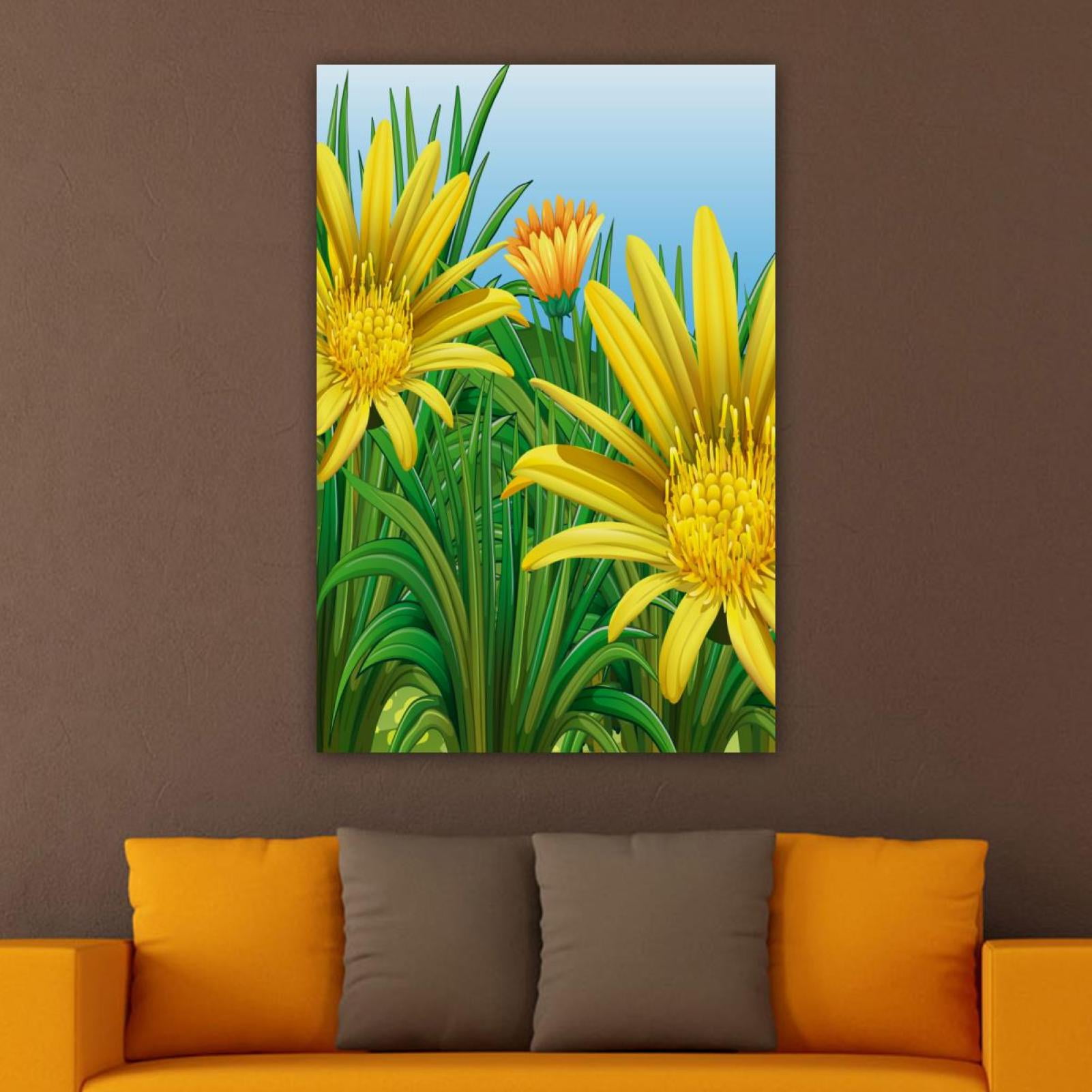 OWNSERIES Home Decor Yellow Flowers in the Field Pattern Canvas Wall ...