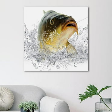 OWNSERIES Hooked Fish Pattern Canvas Wall Art Paintings for Living Room Canvas Frameless Print Wall Artworks Bedroom Decoration