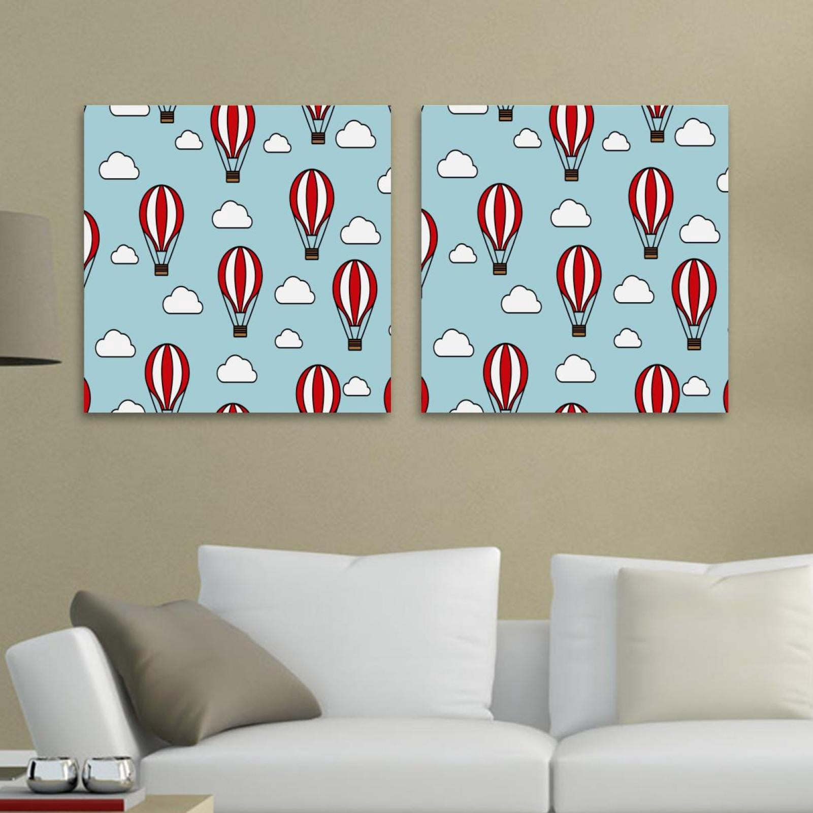 OWNSERIES Hot Air Balloon Seamless Pattern with Clouds Pattern 2PC ...