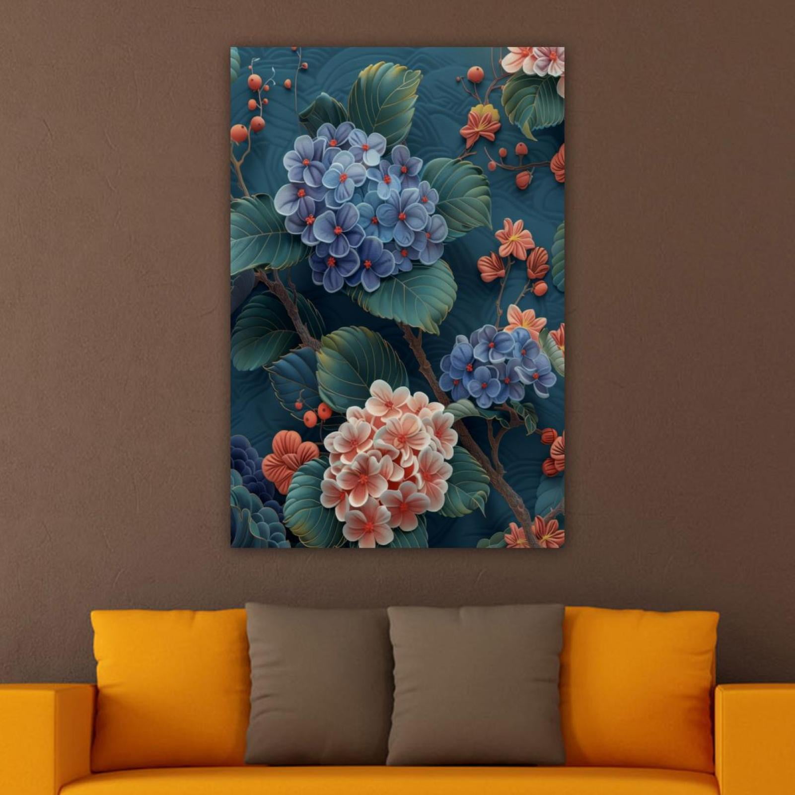 OWNSERIES Hydrangea Landscape Painting Pattern Canvas Wall