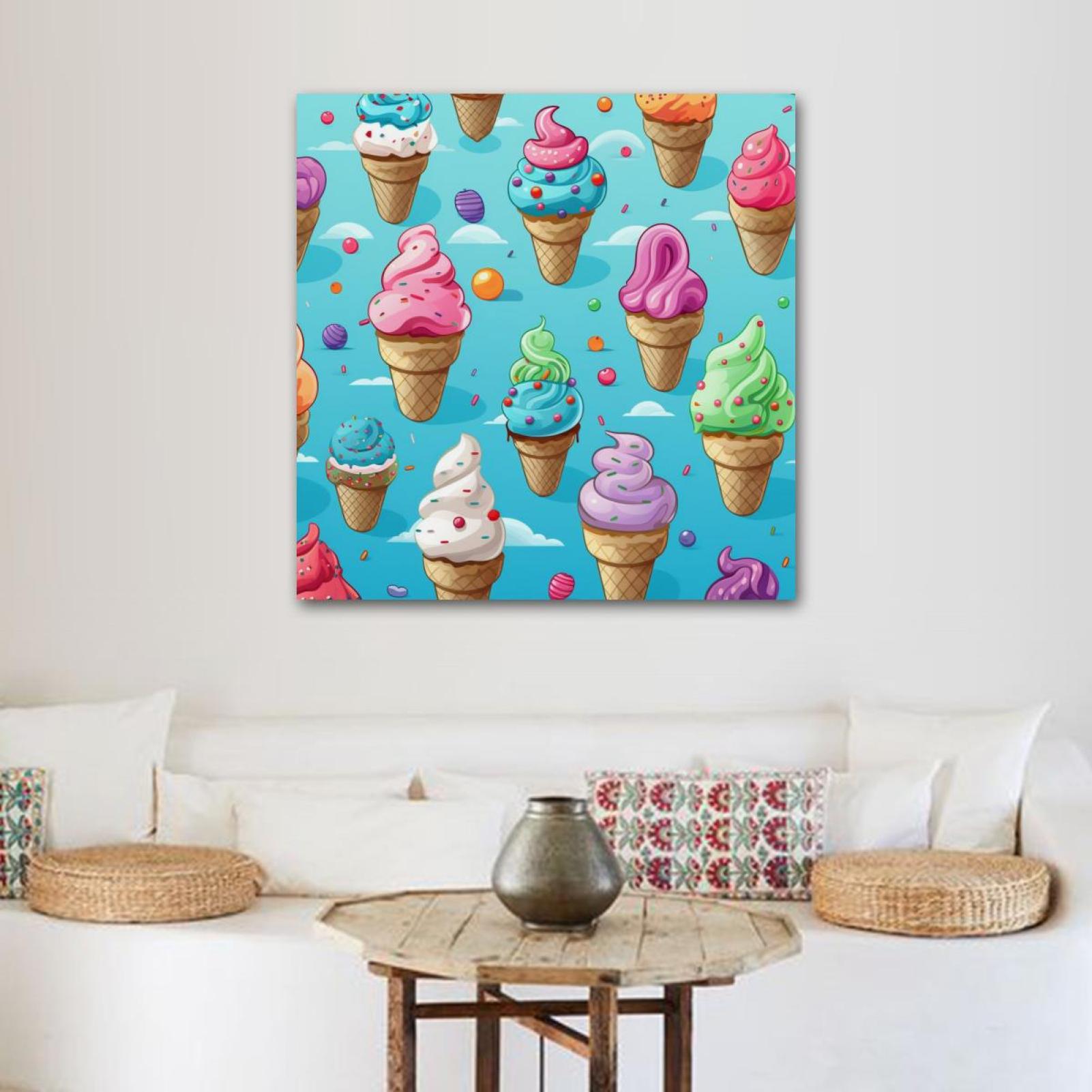 OWNSERIES Ice Cream Pattern Canvas Wall Art Paintings for Living Room
