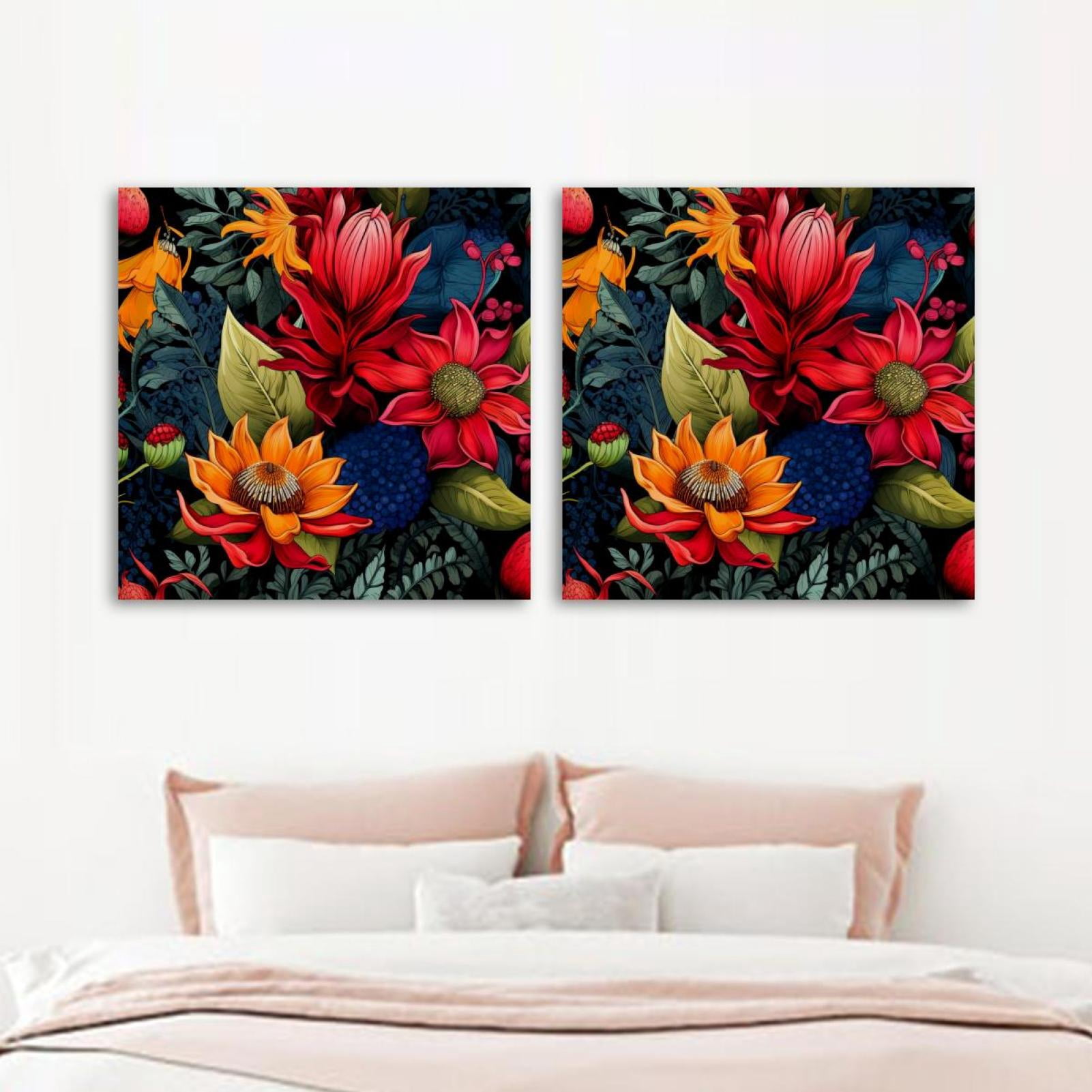 OWNSERIES Ink Plant Pattern Pattern 2PC Canvas Wall Art Paintings for ...