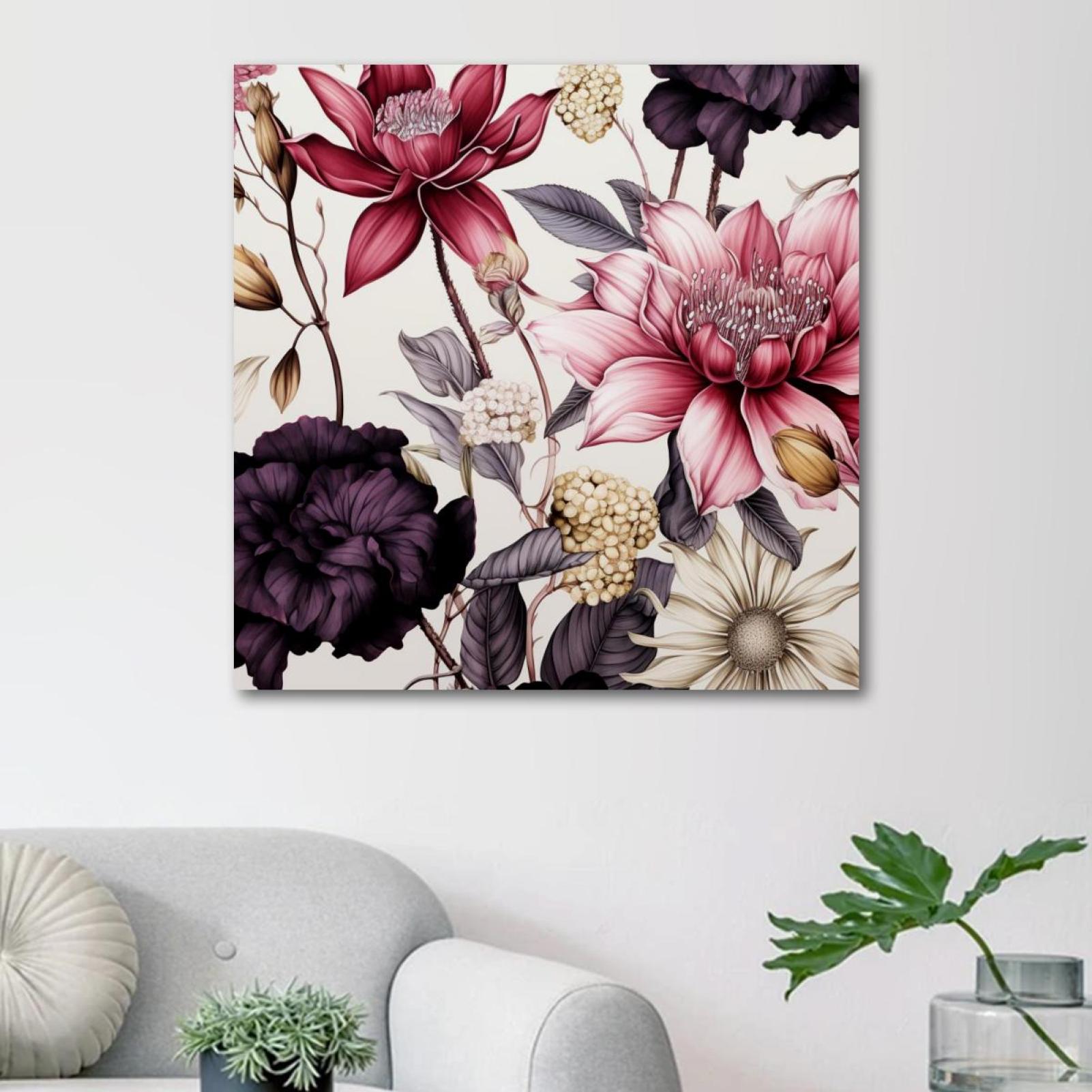OWNSERIES Ink Plant Pattern Canvas Wall Art Paintings for Living Room ...
