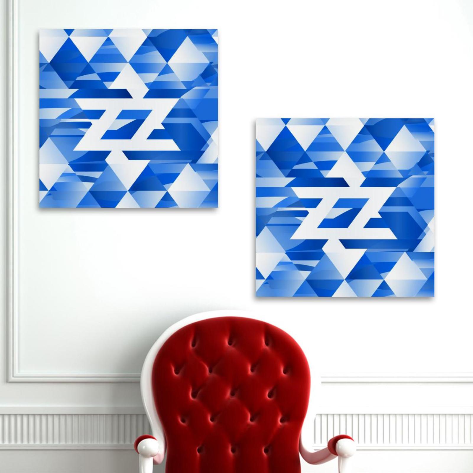 OWNSERIES Israeli Flag Pattern 2PC Canvas Wall Art Paintings for Living