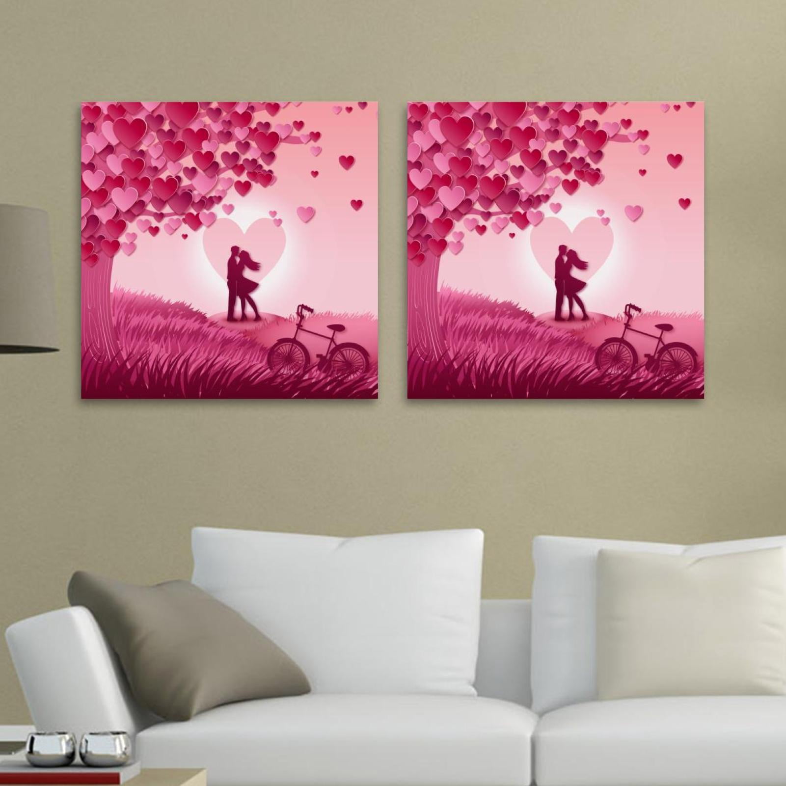 OWNSERIES Kissing Couple Meadow Pattern 2PC Canvas Wall Art Paintings ...