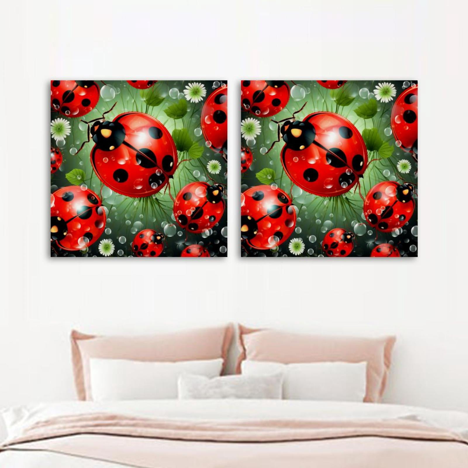OWNSERIES Ladybug Pattern 2PC Canvas Wall Art Paintings for Living Room ...