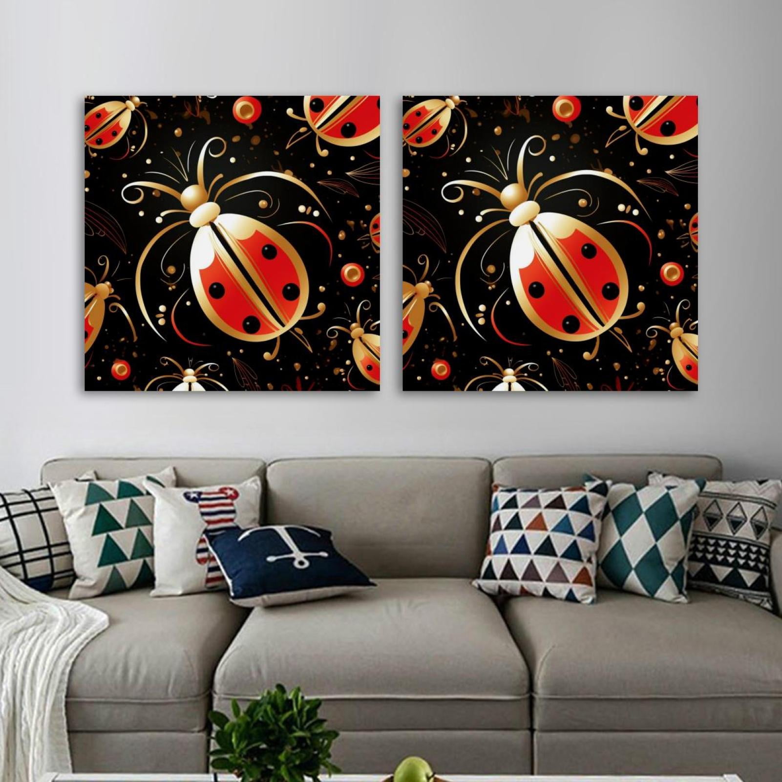 OWNSERIES Ladybug Pattern 2PC Canvas Wall Art Paintings for Living Room ...