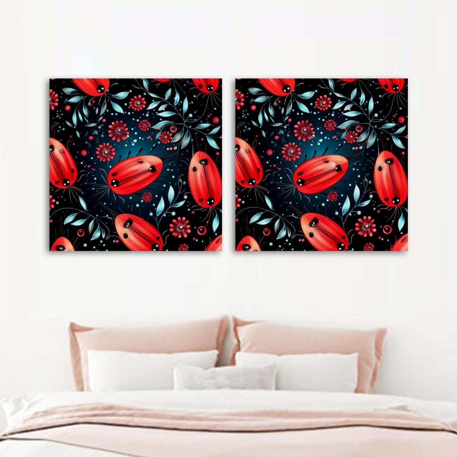 OWNSERIES Ladybug Pattern 2PC Canvas Wall Art Paintings for Living Room ...
