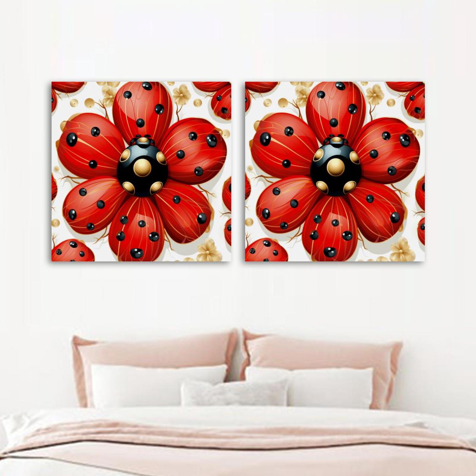 OWNSERIES Ladybug Pattern 2PC Canvas Wall Art Paintings for Living Room ...