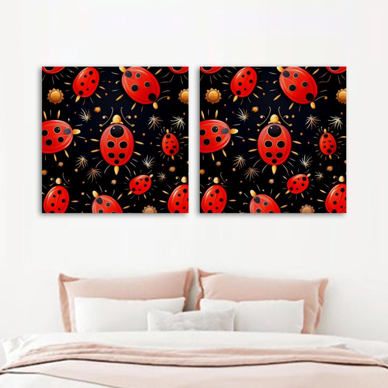 OWNSERIES Ladybug Pattern 2PC Canvas Wall Art Paintings for Living Room ...