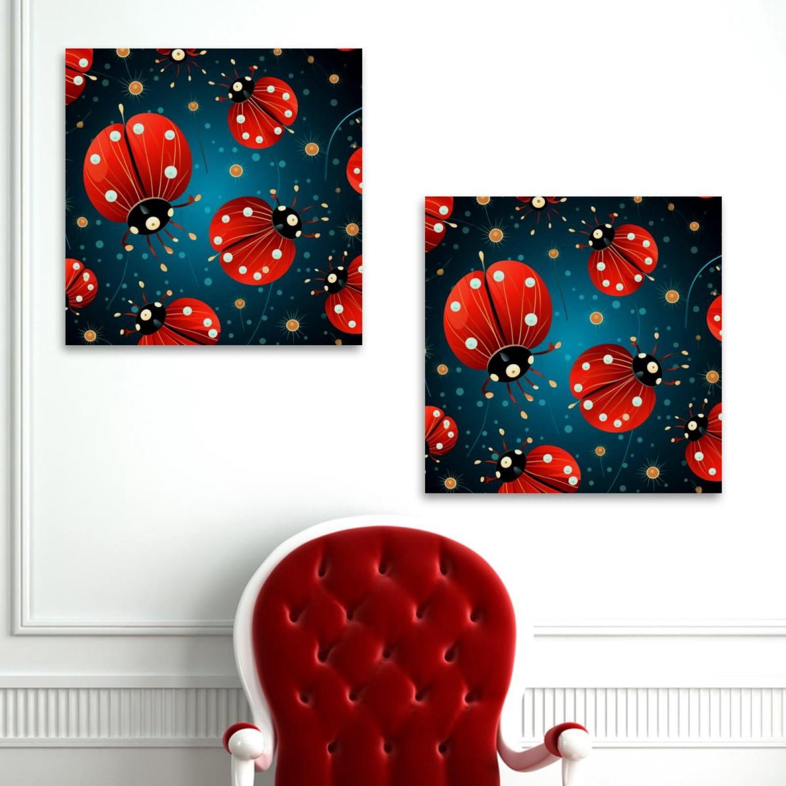 OWNSERIES Ladybug Pattern 2PC Canvas Wall Art Paintings for Living Room ...