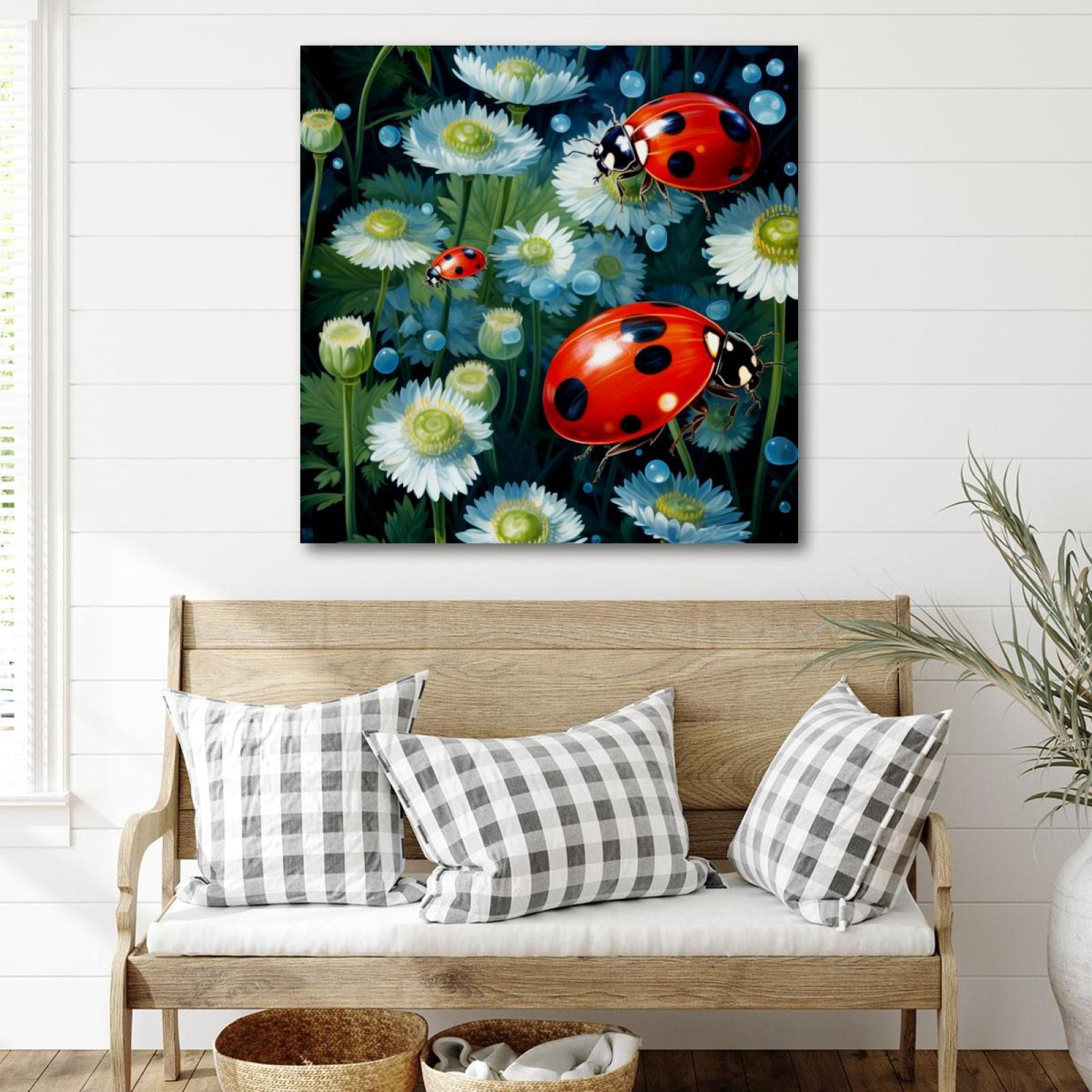 OWNSERIES Ladybug Pattern Canvas Wall Art Paintings for Living Room ...