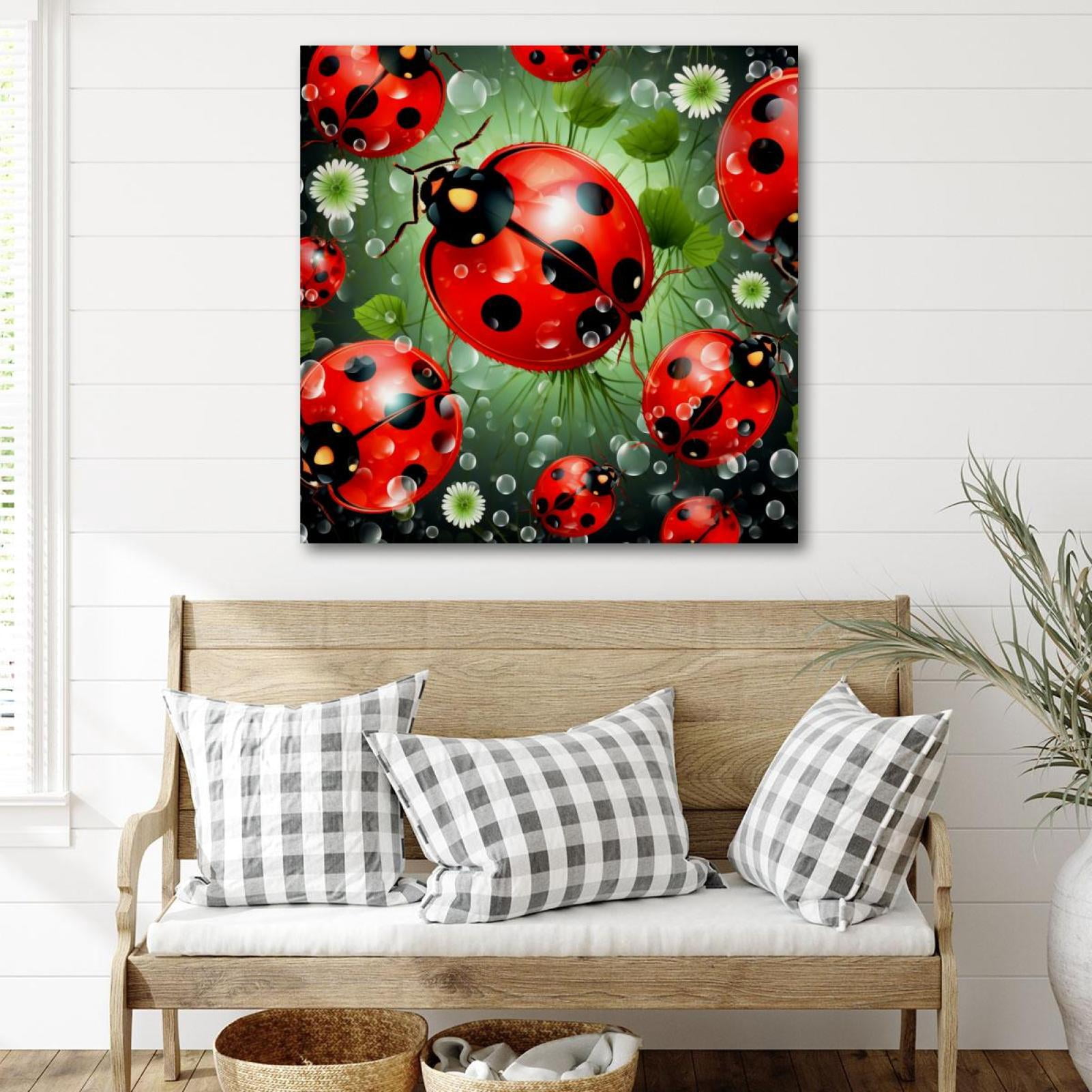 OWNSERIES Ladybug Pattern Canvas Wall Art Paintings for Living Room ...