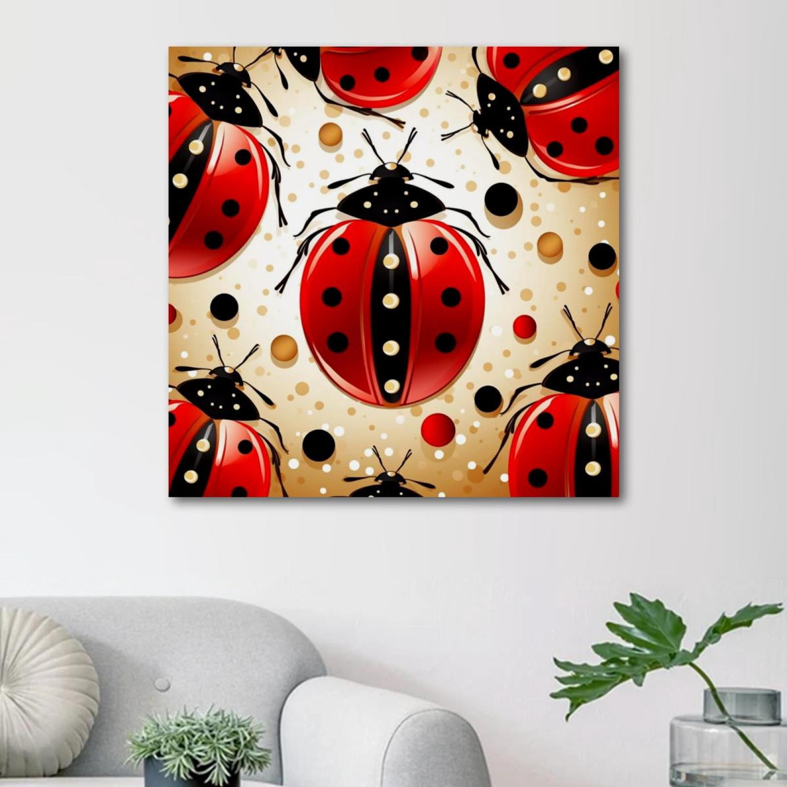 OWNSERIES Ladybug Pattern Canvas Wall Art Paintings for Living Room ...