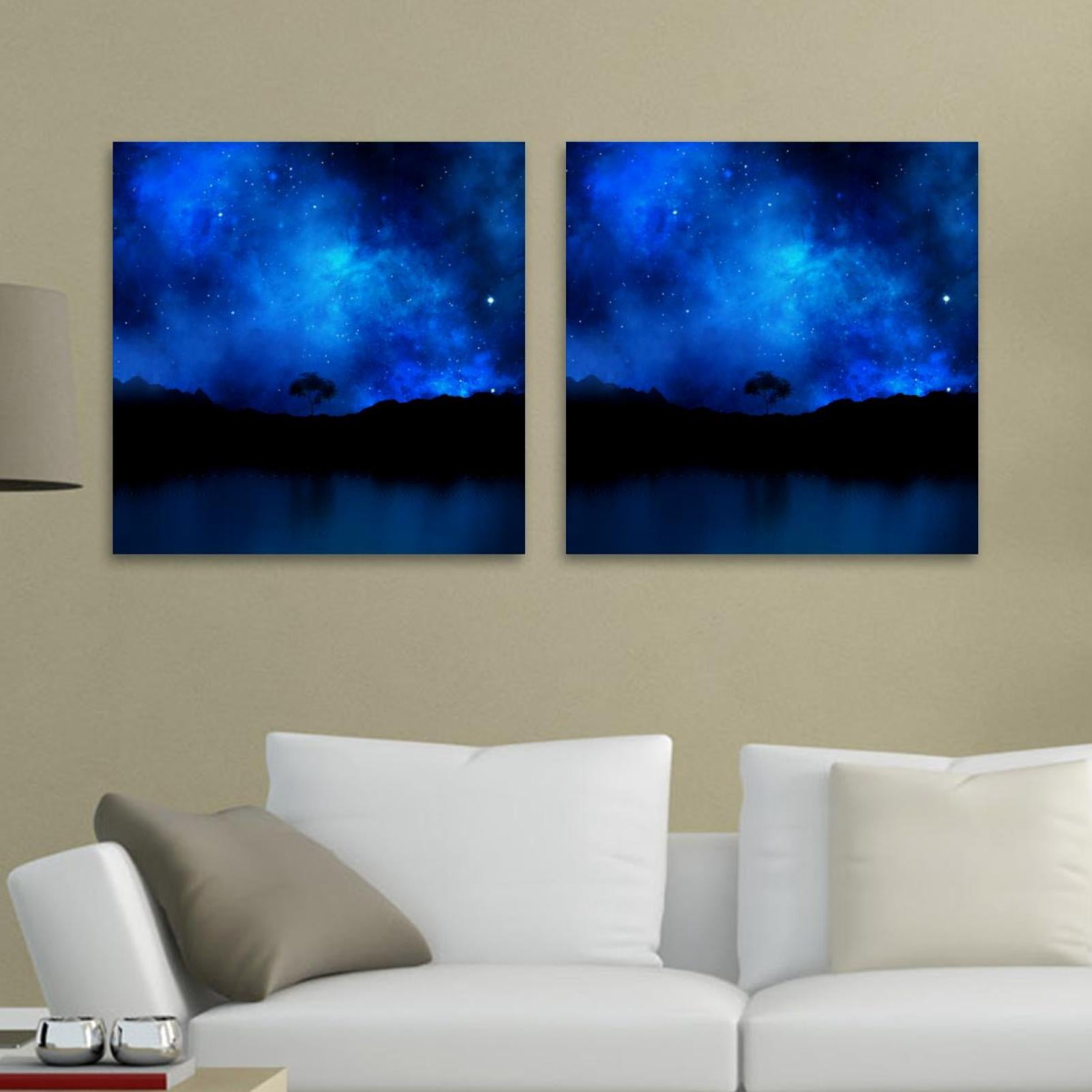 OWNSERIES Landscape Night Sky Pattern 2PC Canvas Wall Art Paintings for ...
