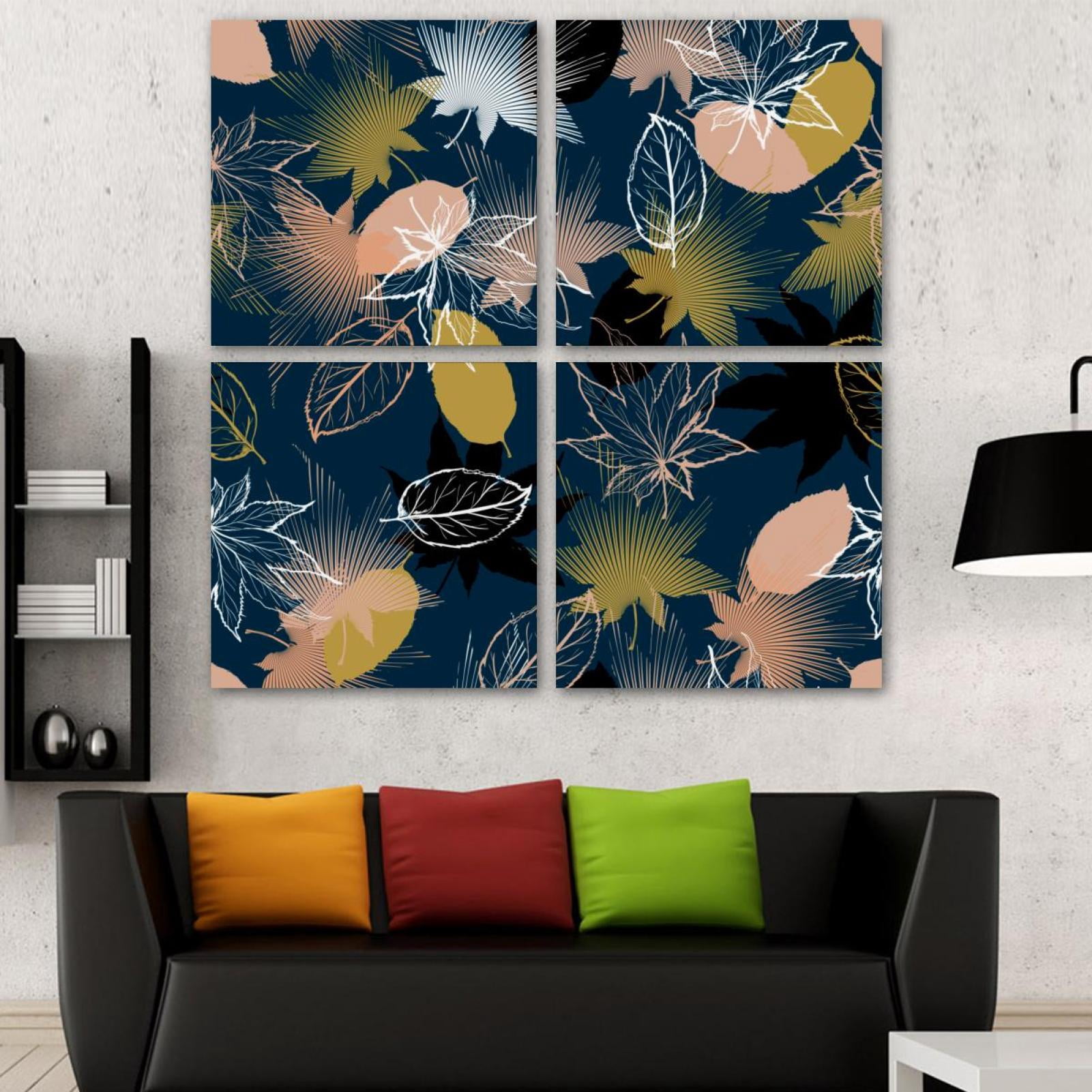 OWNSERIES Leaf Pattern 4PC Frameless Canvas Wall Art Paintings for ...