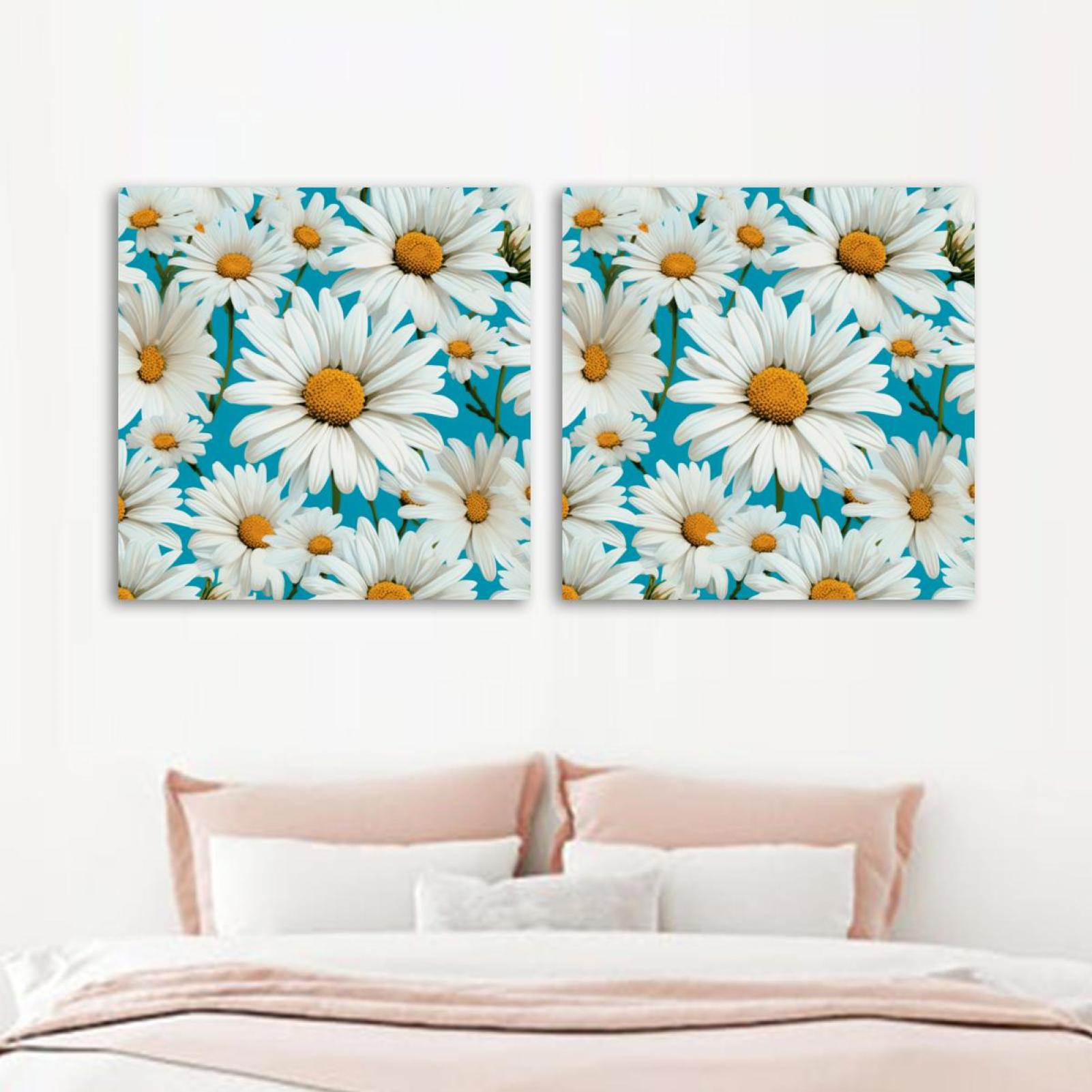 OWNSERIES Little Daisy Pattern 2PC Canvas Wall Art Paintings for Living