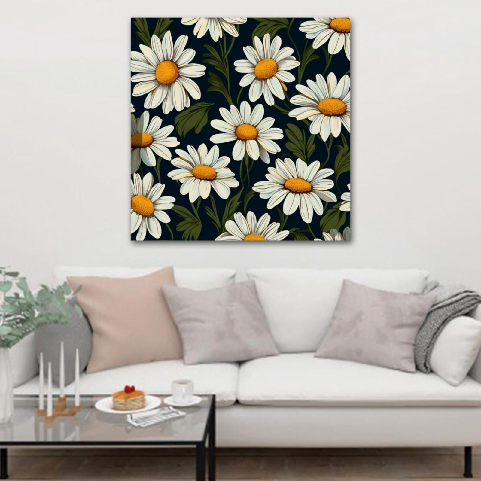 OWNSERIES Little Daisy Pattern Canvas Wall Art Paintings for Living ...