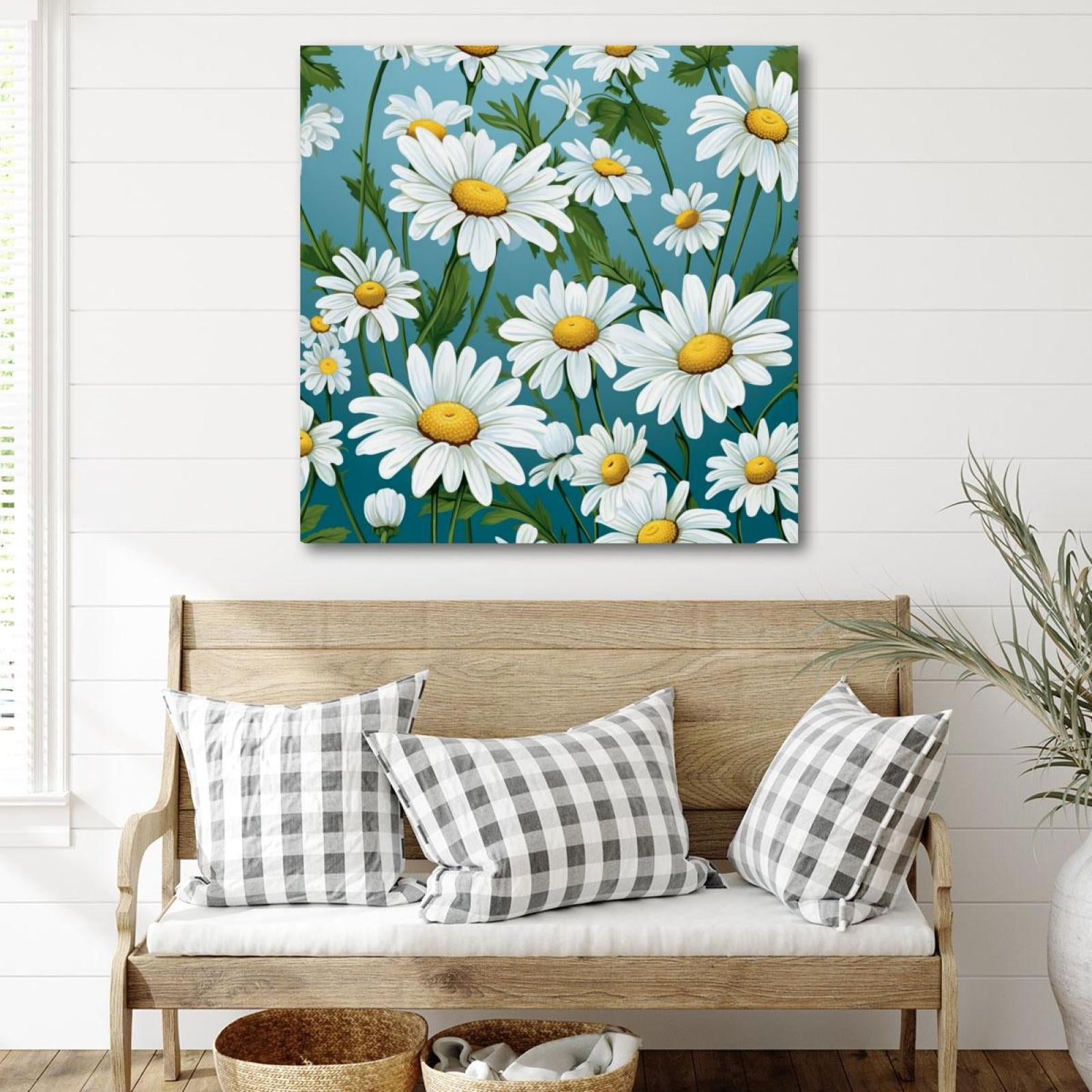 OWNSERIES Little Daisy Pattern Canvas Wall Art Paintings for Living ...