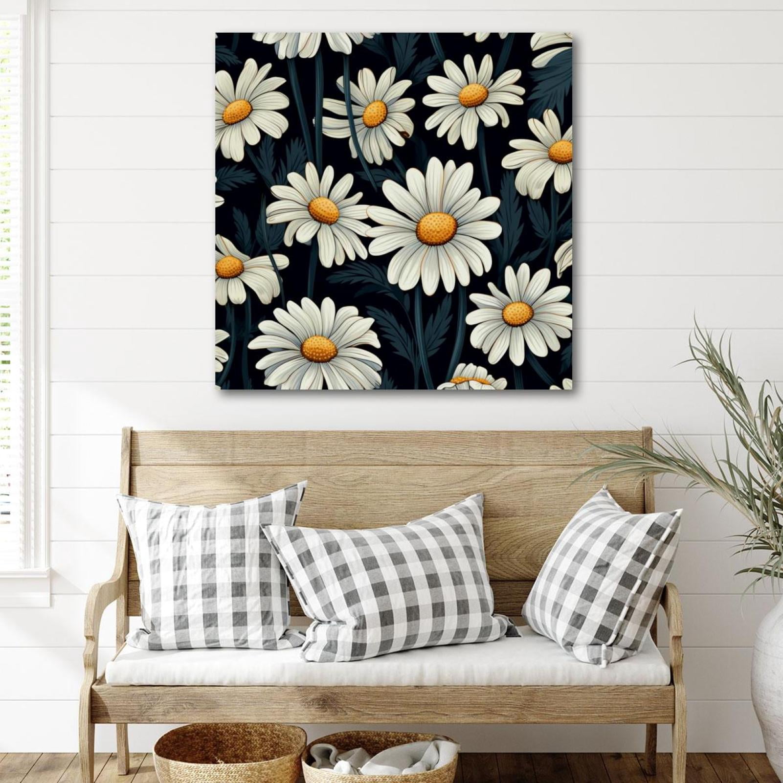 OWNSERIES Little Daisy Pattern Canvas Wall Art Paintings for Living ...