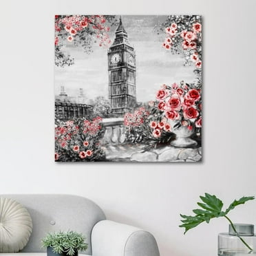 OWNSERIES London Big Ben Pattern Canvas Wall Art Paintings for Living Room Canvas Frameless Print Wall Artworks Bedroom Decoration