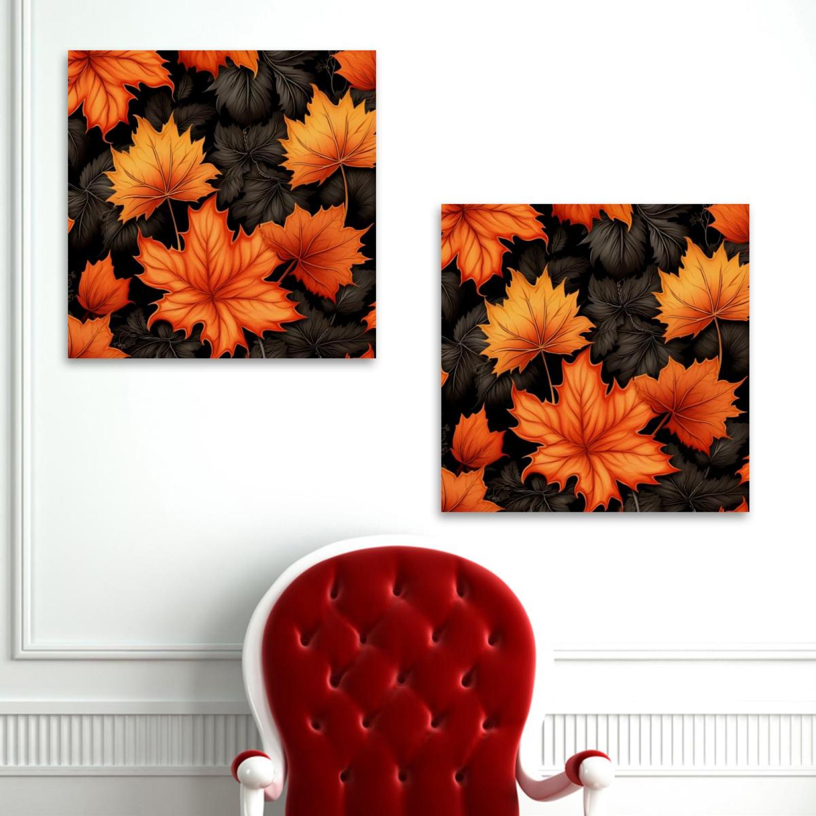 OWNSERIES Maple leaves Pattern 2PC Canvas Wall Art Paintings for Living ...